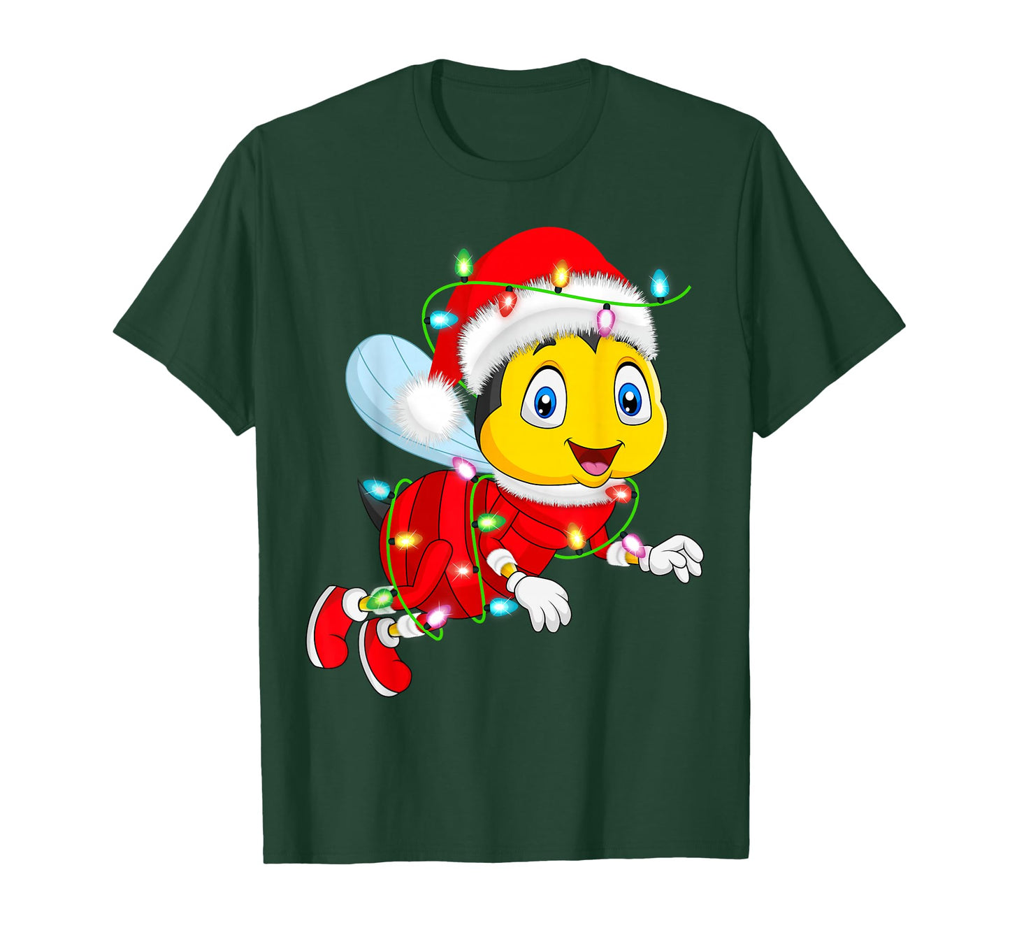Honey Bees Christmas Lights Santa Costume Cute Animal Xmas T-Shirt