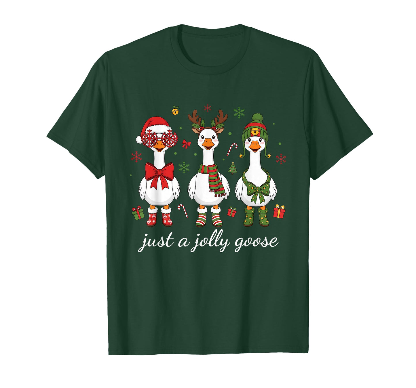 Just A Jolly Goose, Retro Christmas Goose, Santa Goose T-Shirt
