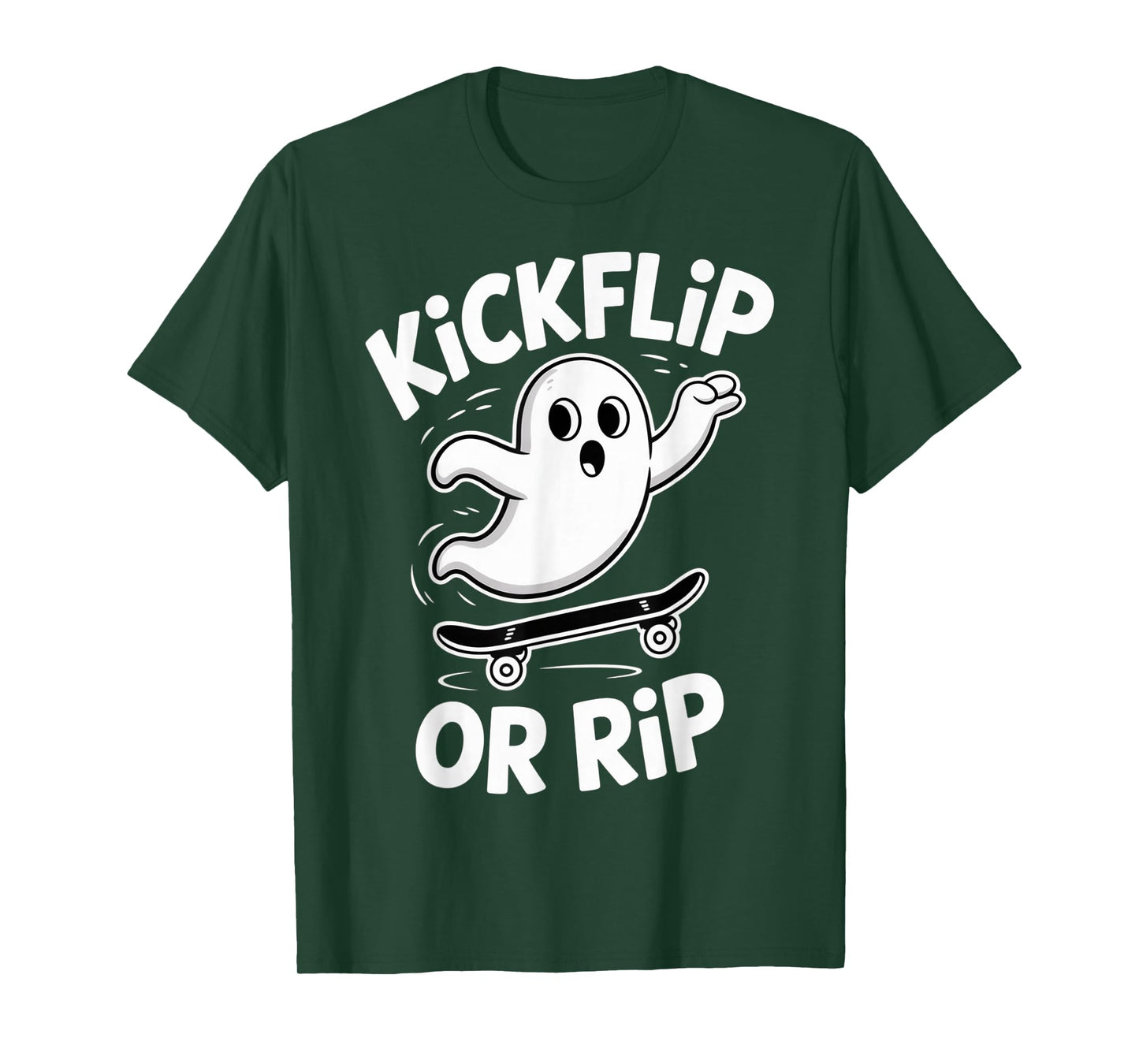 Funny Ghost On Skateboard Retro Halloween Costume Kids Boys T-Shirt