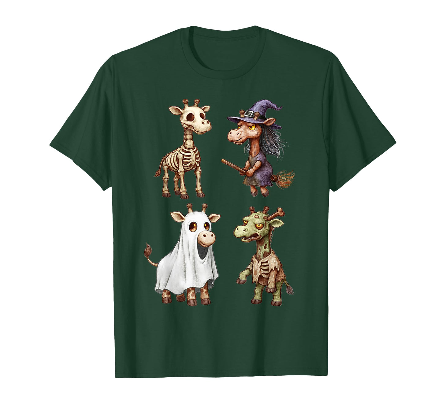 Giraffe Boo Zombie Witch Halloween Costume Women T-Shirt