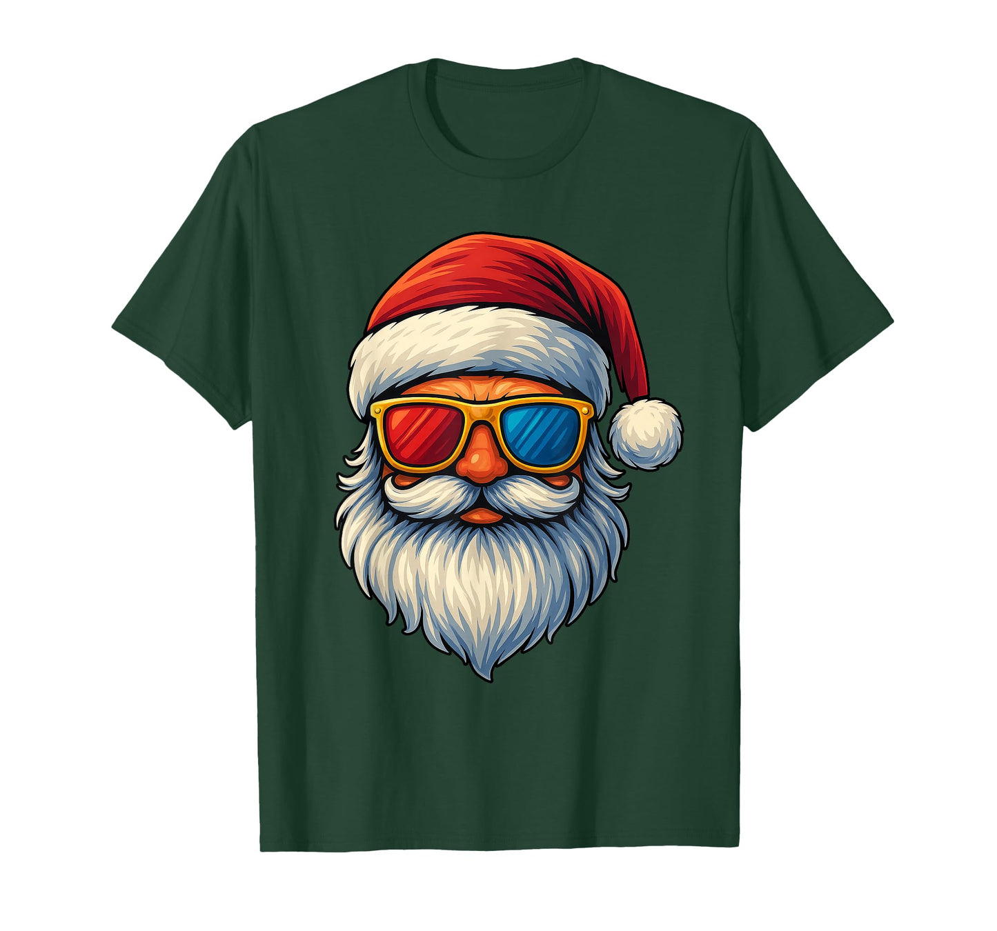 Funny Santa Face Sunglasses Christmas Xmas Men Kids Women T-Shirt