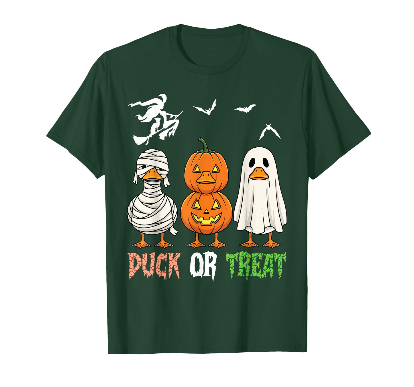 Duck Or Treat Halloween Witch Ghost Pumpkin Ducks Costume T-Shirt
