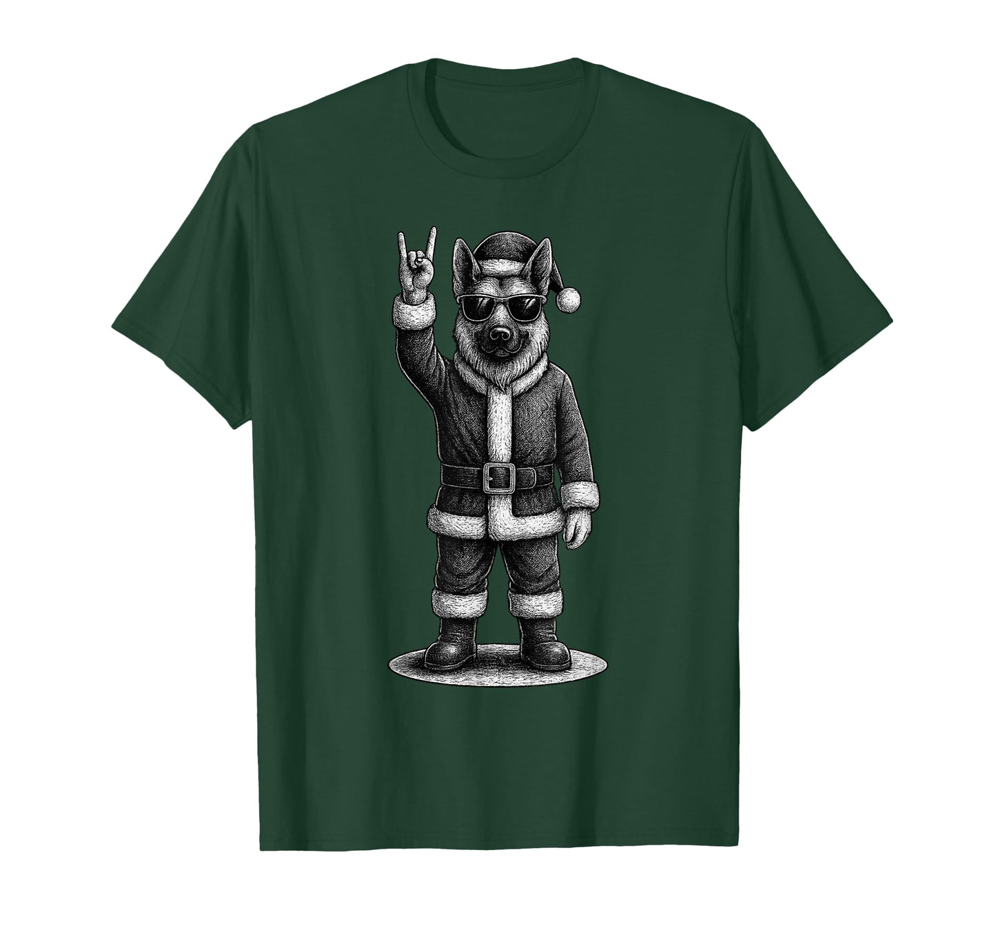 German Shepherd Rock Music Christmas Dog Lover T-Shirt