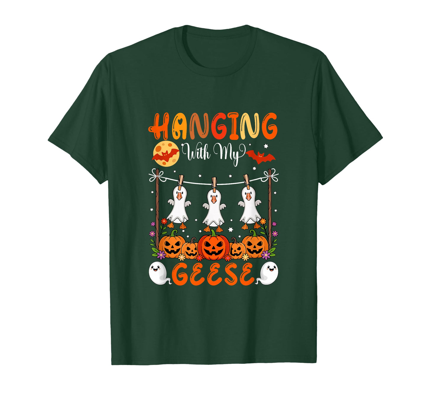 Hanging with My Geese As Boo Carved Pumpkins Halloween T-Shirt