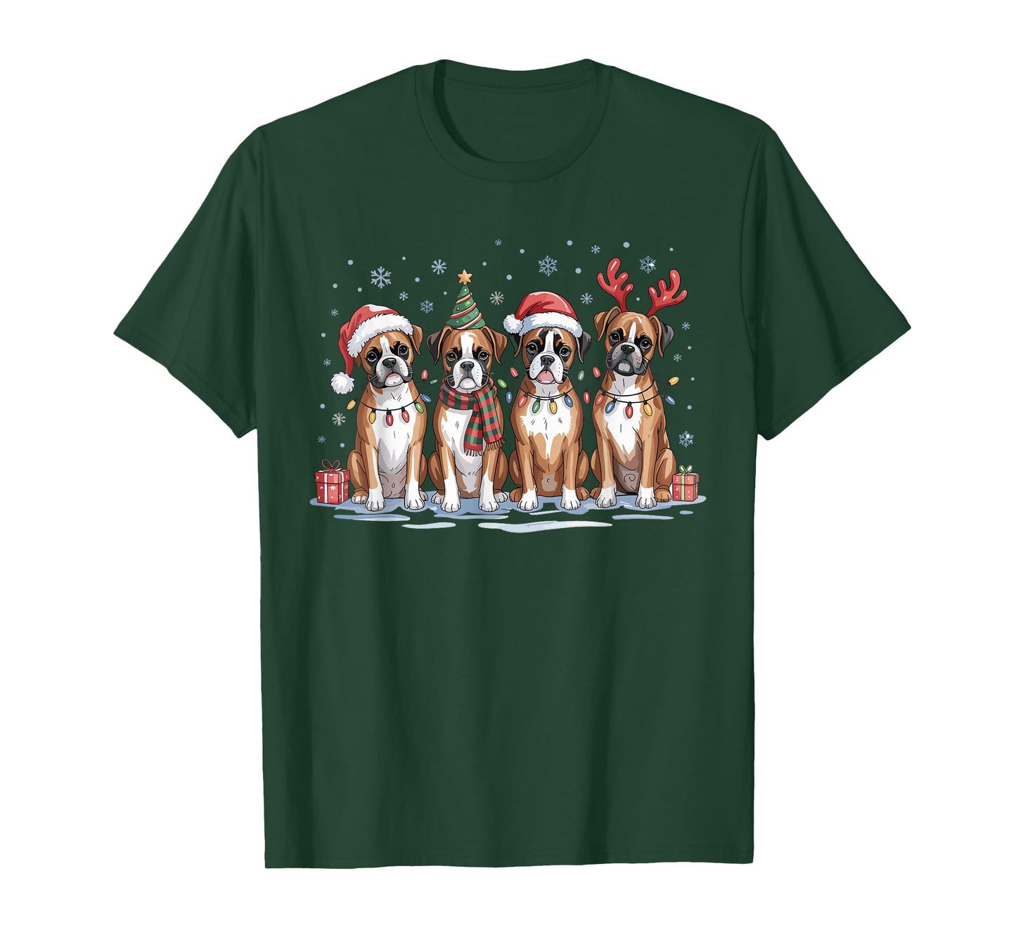 Cute Boxer Christmas Puppies Dog Lovers Funny Holiday Pajama T-Shirt