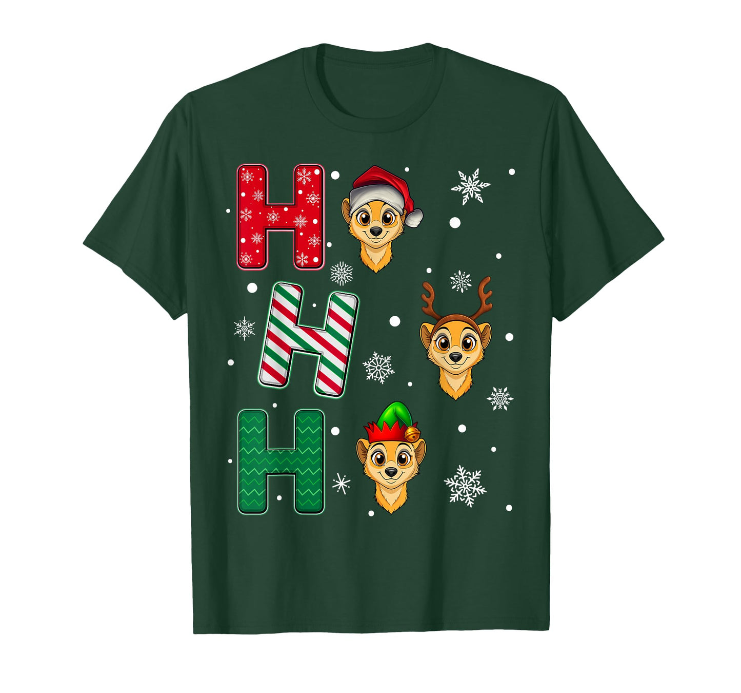 Ho Ho Ho Ferret Animal Matching Santa Elf Xmas T-Shirt