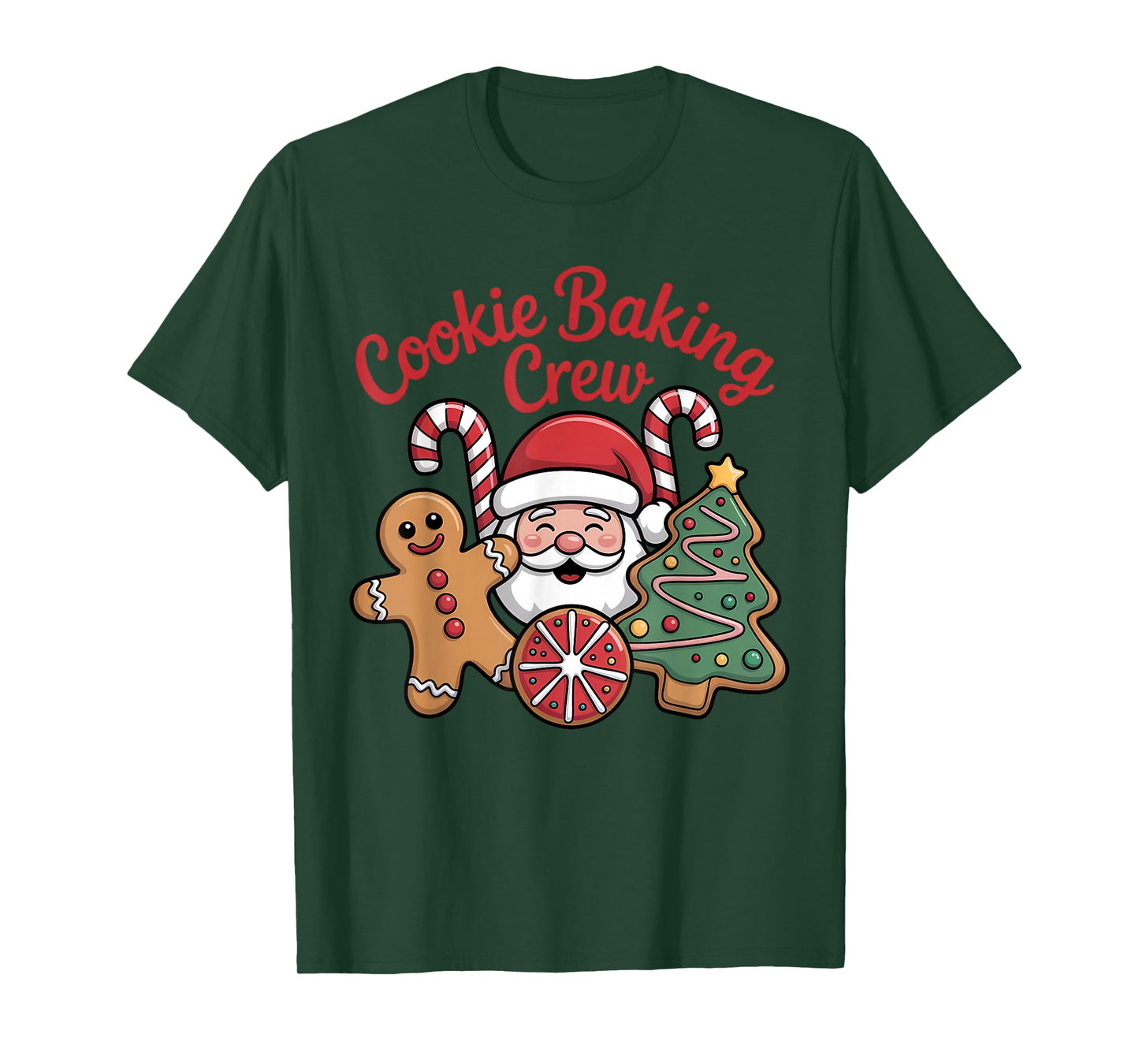 Cute Cookie Baking Crew Santa Gingerbread Man Women Kids T-Shirt