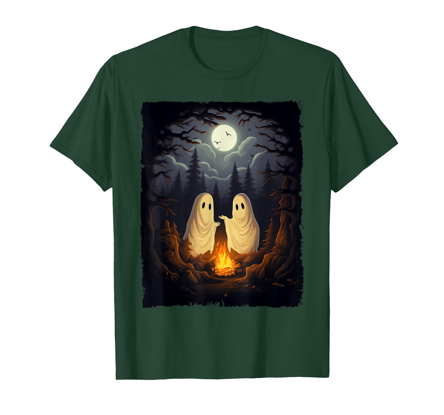 Vintage Ghost Camping Campfire Gothic Halloween Men Women T-Shirt