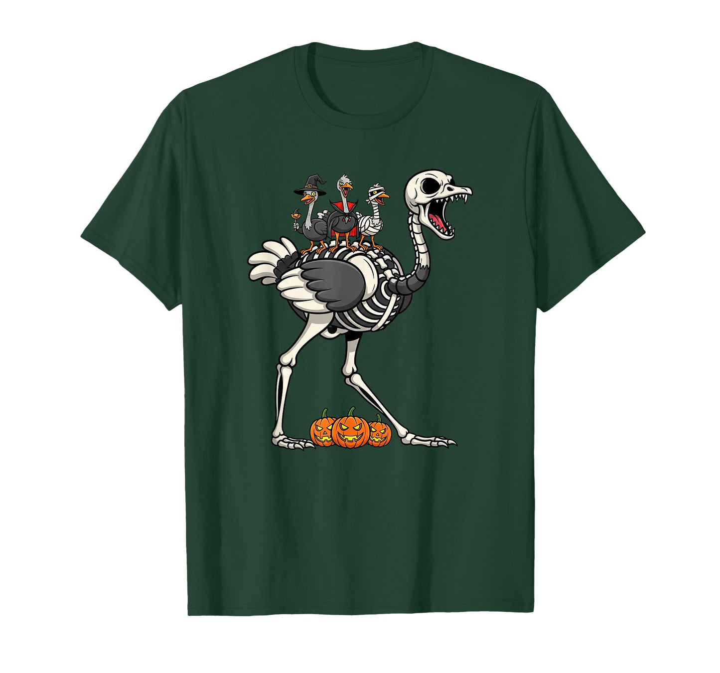 Ostrich Skeleton Mummy Witch Halloween Kids Mens Womens T-Shirt