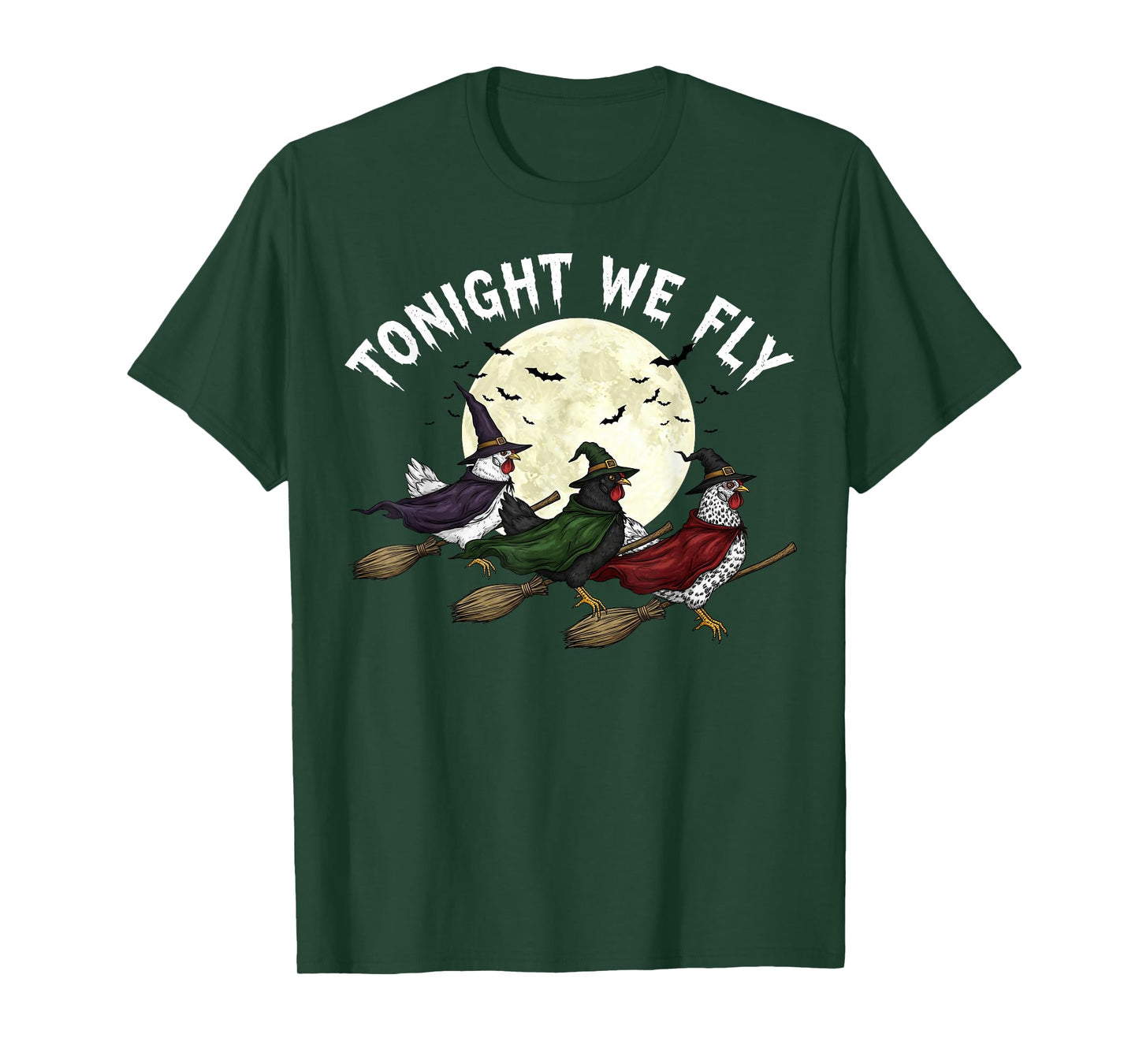 Tonight We Fly Chicken Witches Funny Halloween Humor T-Shirt
