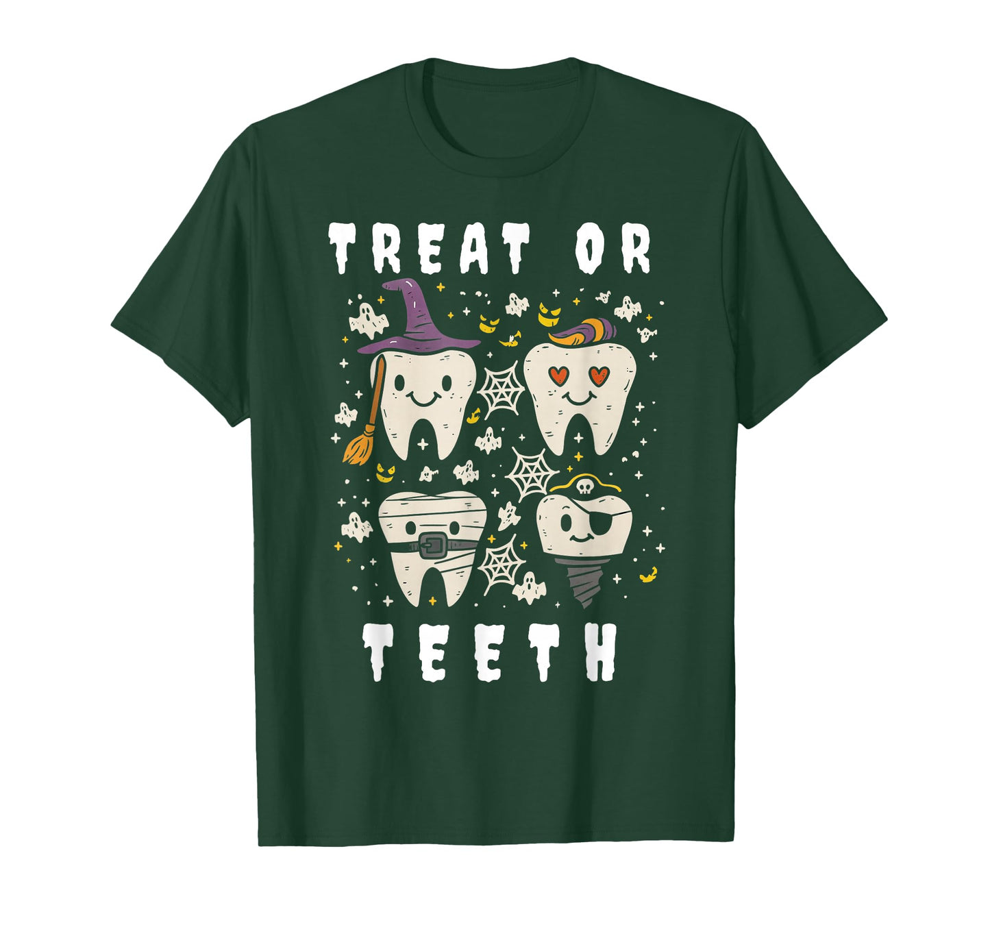 Trick Or Teeth Funny Dental Halloween Dentist Crew Costume T-Shirt