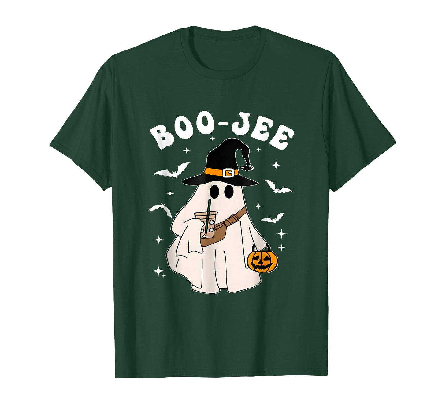 Cute Ghost Halloween Costume Coffee Witch Hat Boujee Boo JEE T-Shirt