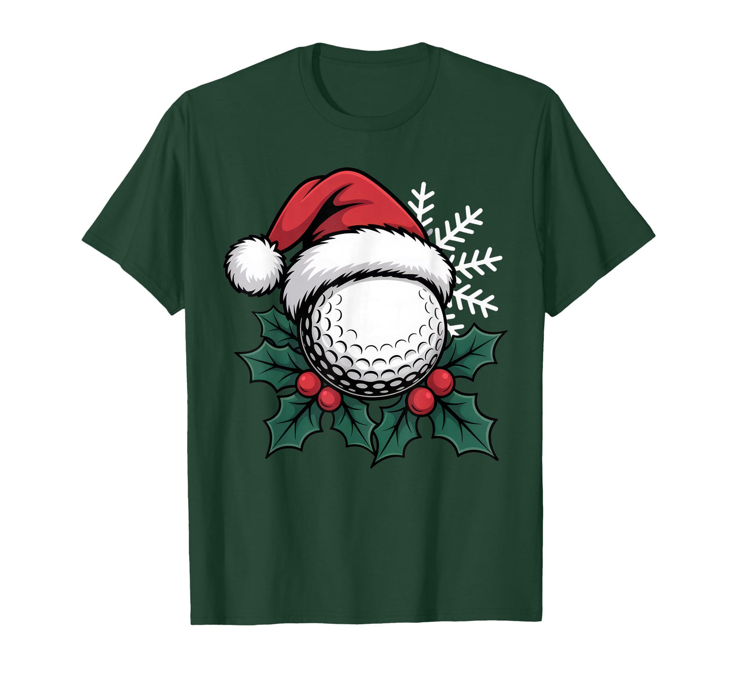 Santa Golf Ball for Festive Golf Lovers in Christmas Holiday T-Shirt