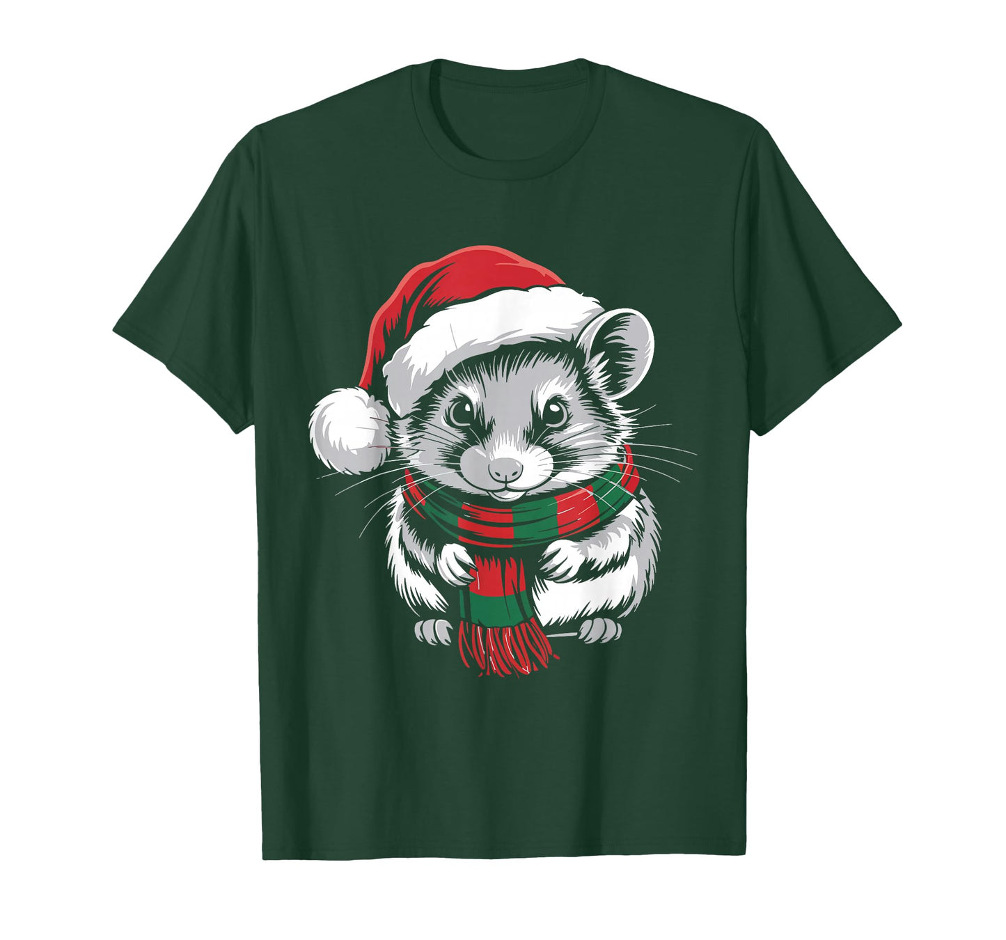 Dormouse Xmas Santa Hat Scarf Christmas Costume T-Shirt
