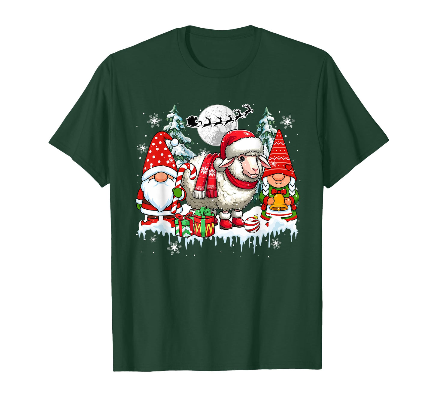 Couple Gnomes Santa Sheep Christmas Trees Farmer Family Kids T-Shirt