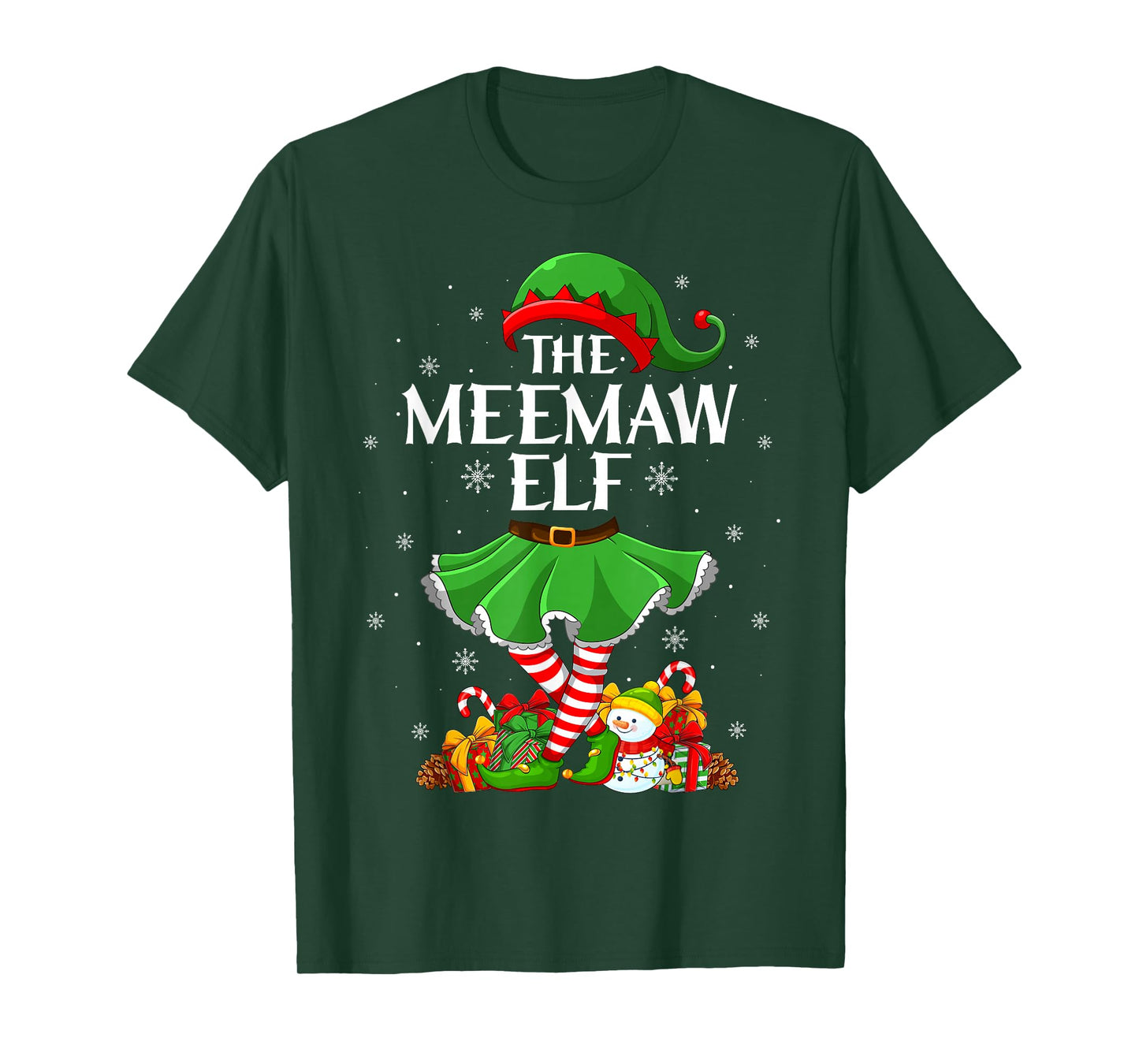 Meemaw Elf Christmas Family Elf Squad Xmas Girls Women T-Shirt