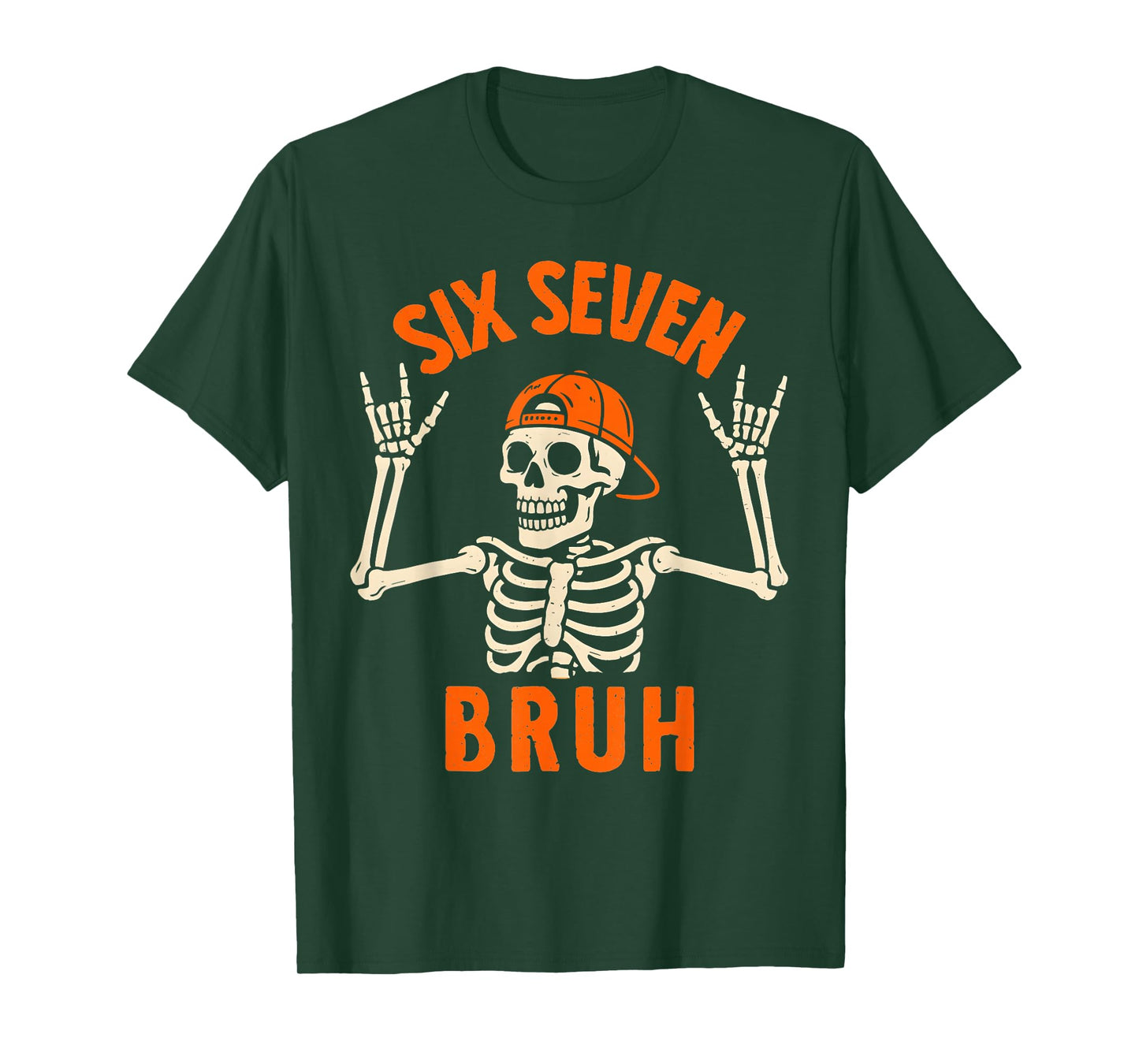 67 Meme 6 7 Funny Halloween Skeleton Rock On Six Seven Bruh T-Shirt