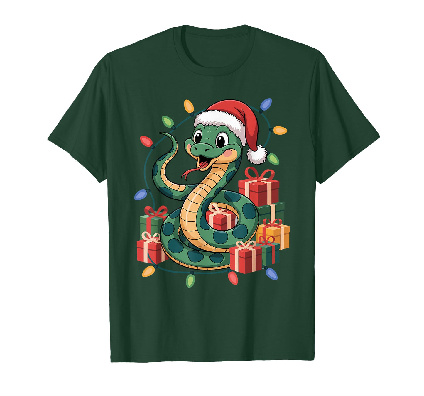 Snake Santa Hat Christmas Design Funny Exotic Pet Lovers T-Shirt