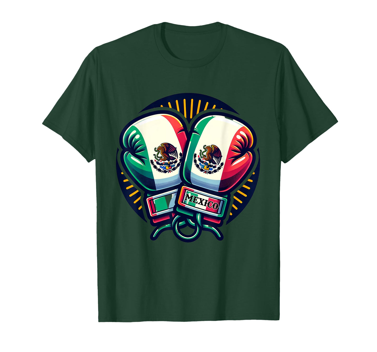 Boxing Gloves Mexico Boxing Vintage Mexican Flag T-Shirt