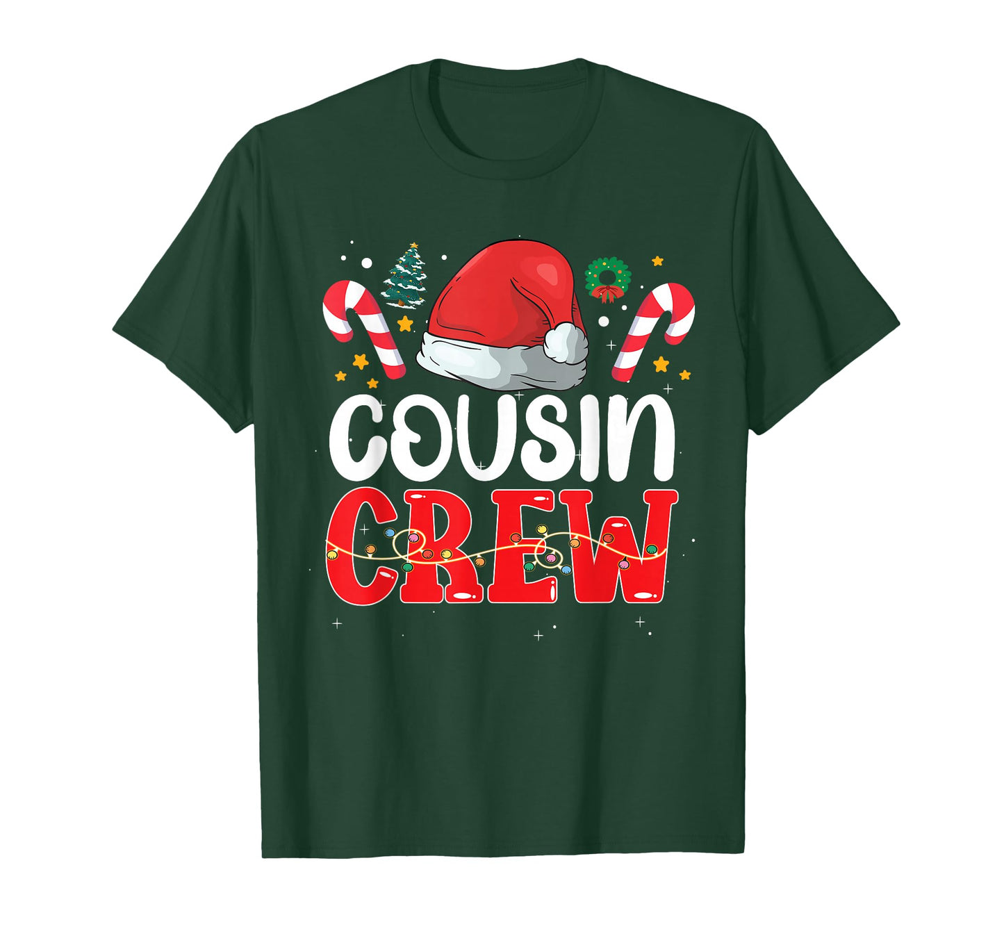 Cousin Crew Christmas 2025 Family Matching Squad Santa Hat T-Shirt