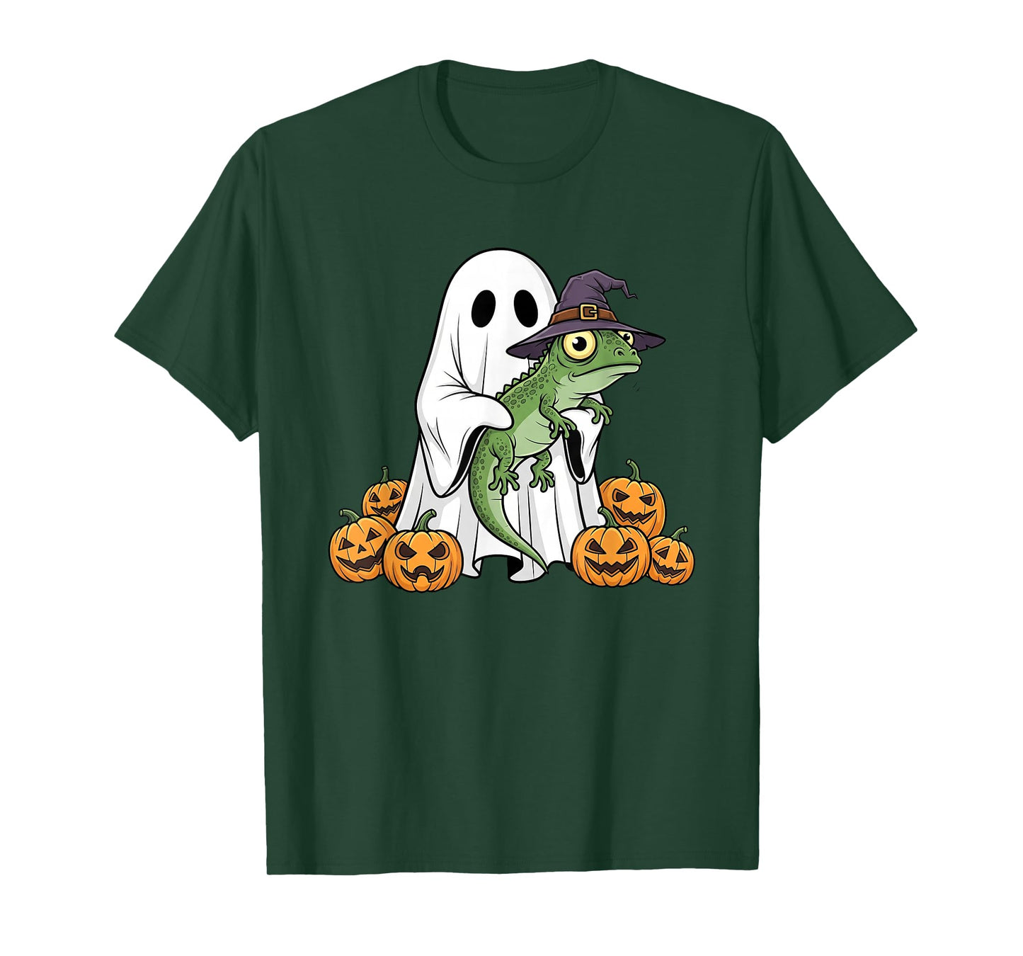 Funny Ghost Lizard Pumpkin Halloween Kids Mens Womens T-Shirt
