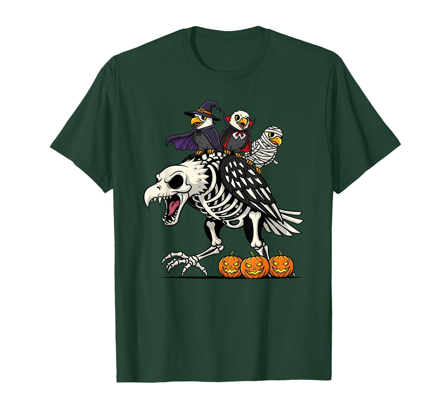 Funny Eagle Skeleton Mummy Witch Halloween Kids Mens Womens T-Shirt