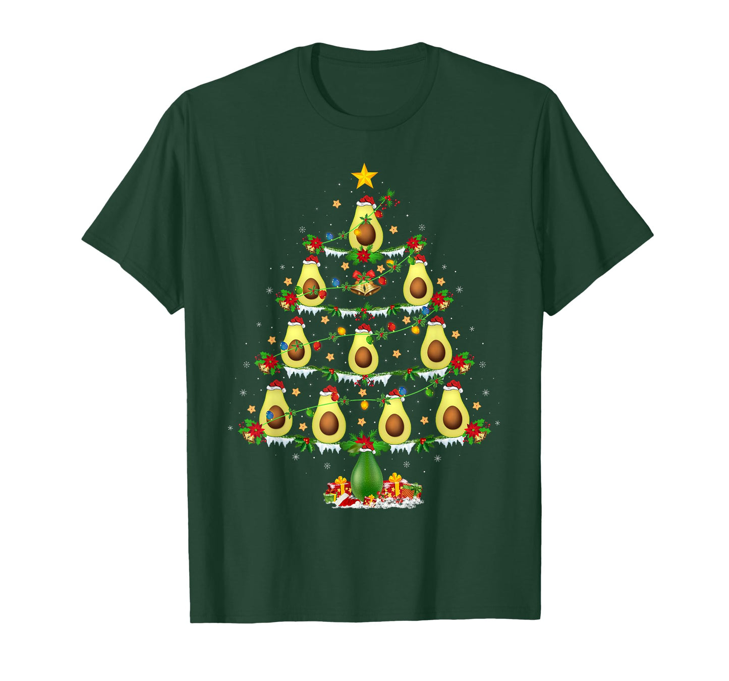 Avocado Christmas Tree Lights Funny Avocado Xmas T-Shirt