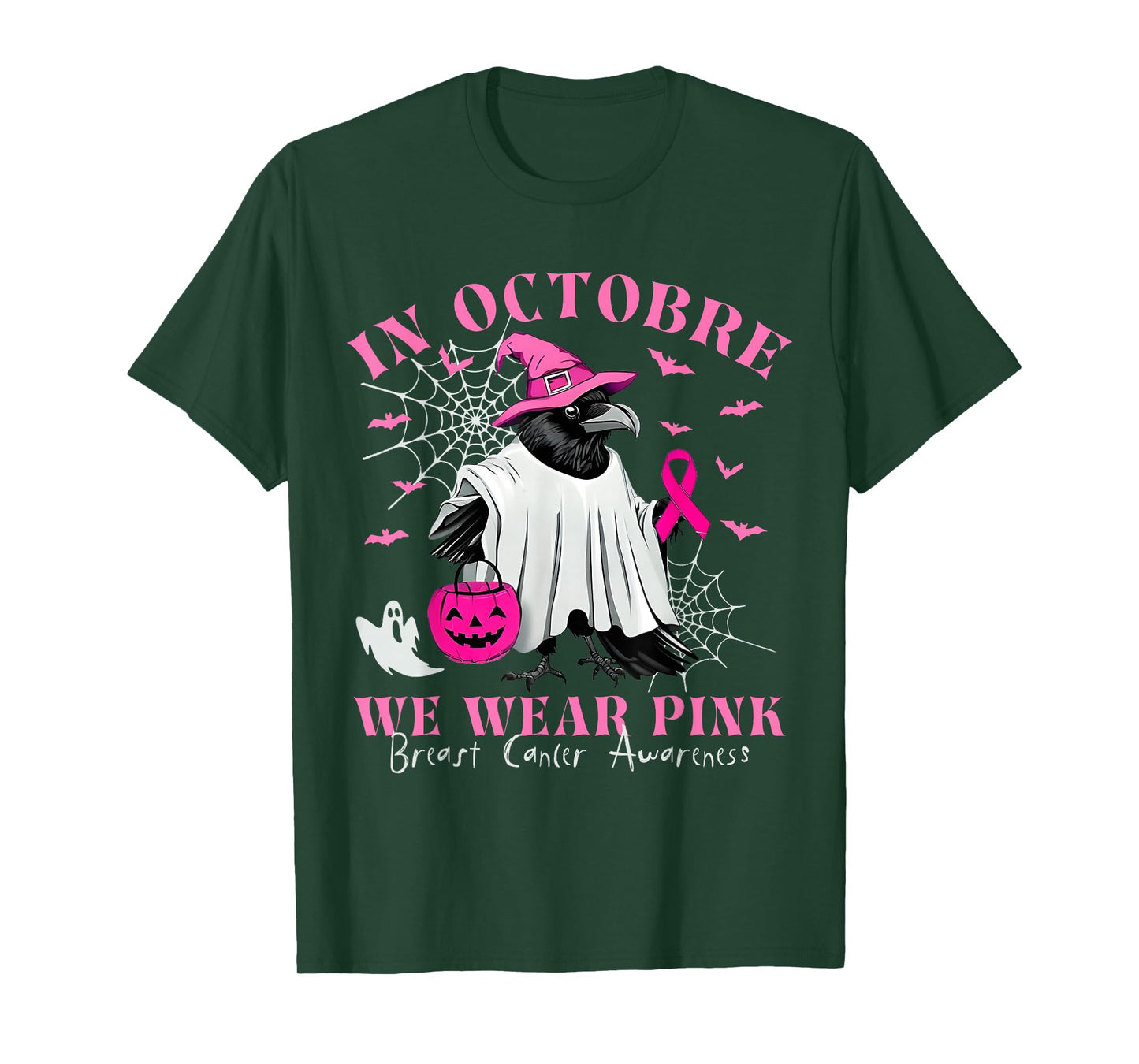 Black Crow F-Caw-F Funny Black Bird in October We Wear Pink T-Shirt