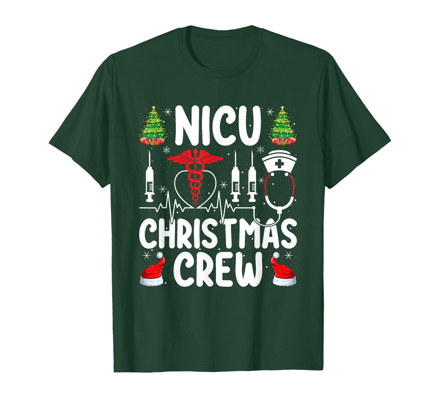 NICU Nurse Christmas Crew Nurse Medical Nursing Xmas Pajamas T-Shirt