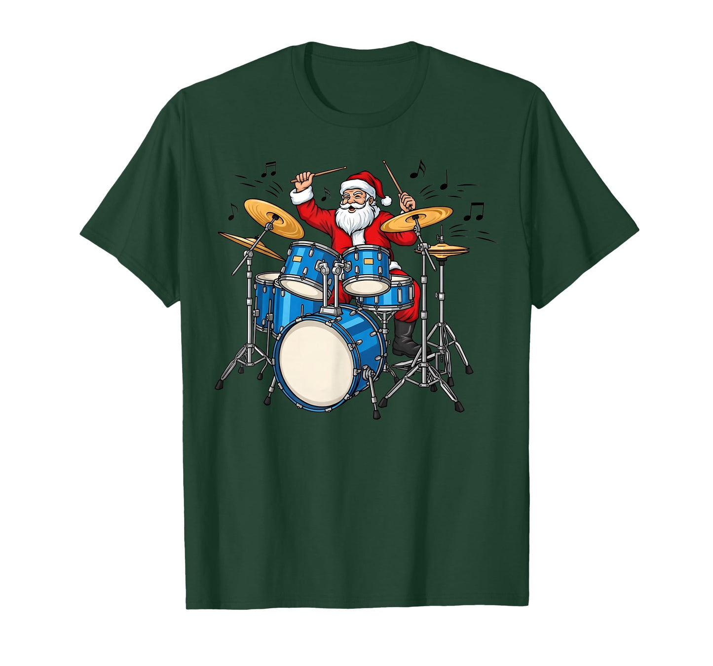 Drumset Christmas Drums Percussion Drum Funny Drummer Santa T-Shirt