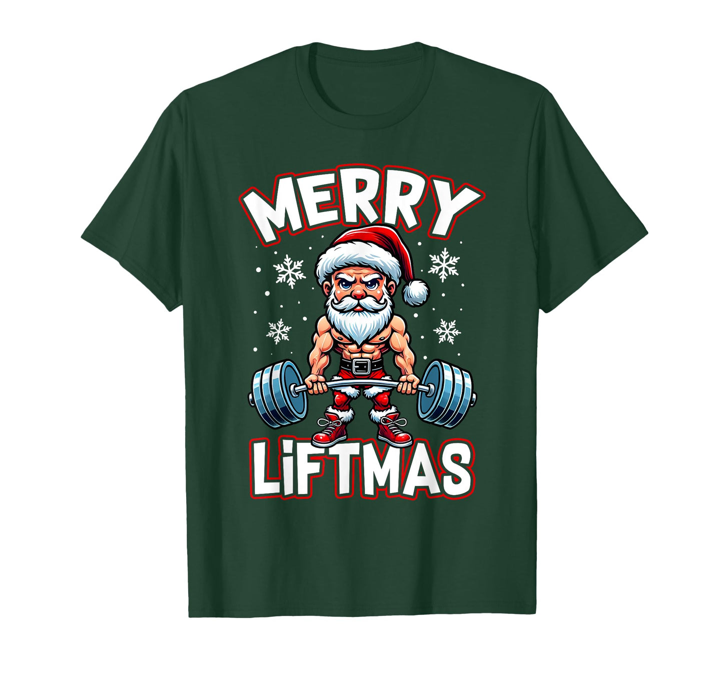 Merry Liftmas Funny Santa Claus Workout Gym Fitness Gift T-Shirt