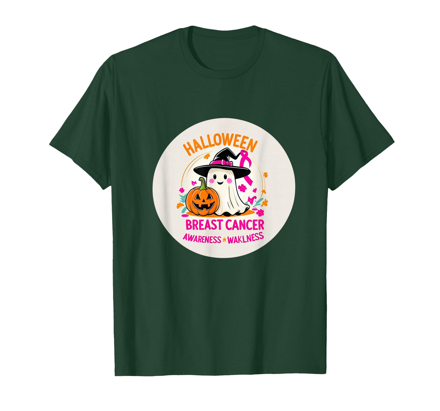 Halloween Breast Cancer Awareness Ghost Pumpkin Design T-Shirt
