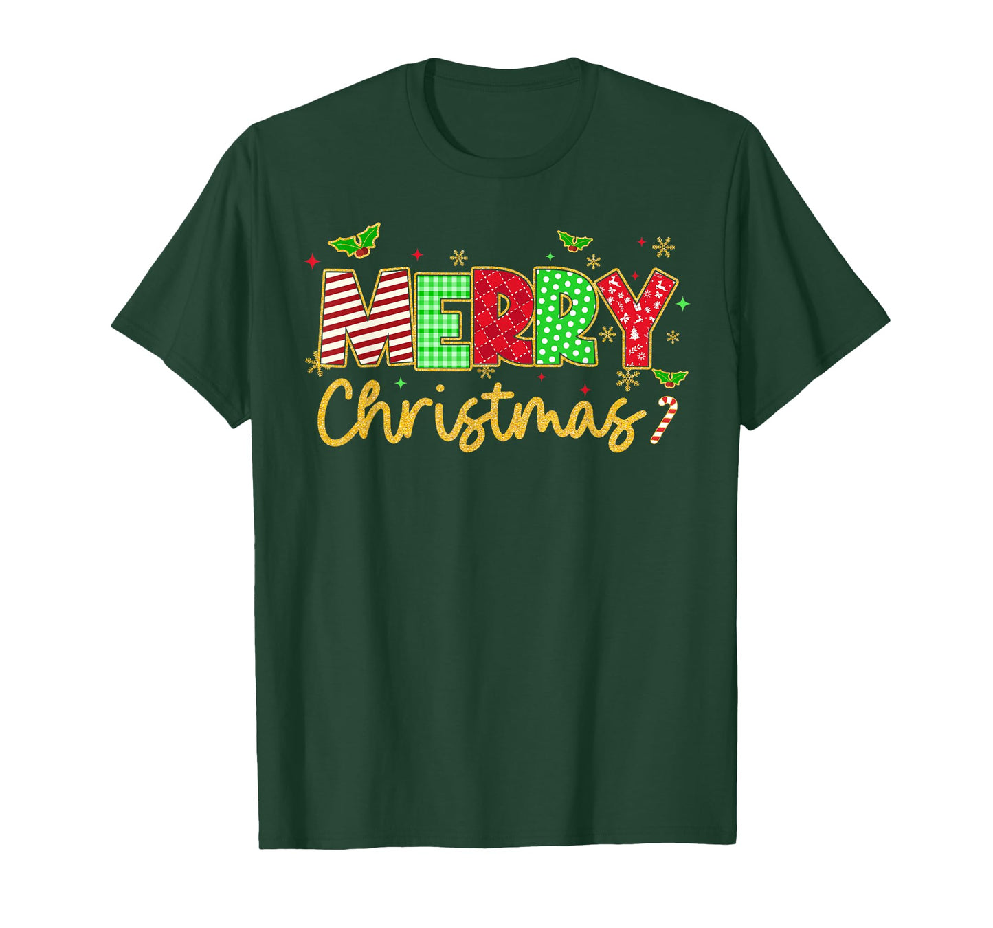 Checkered Red Merry Christmas Xmas Family Men Women Kids T-Shirt