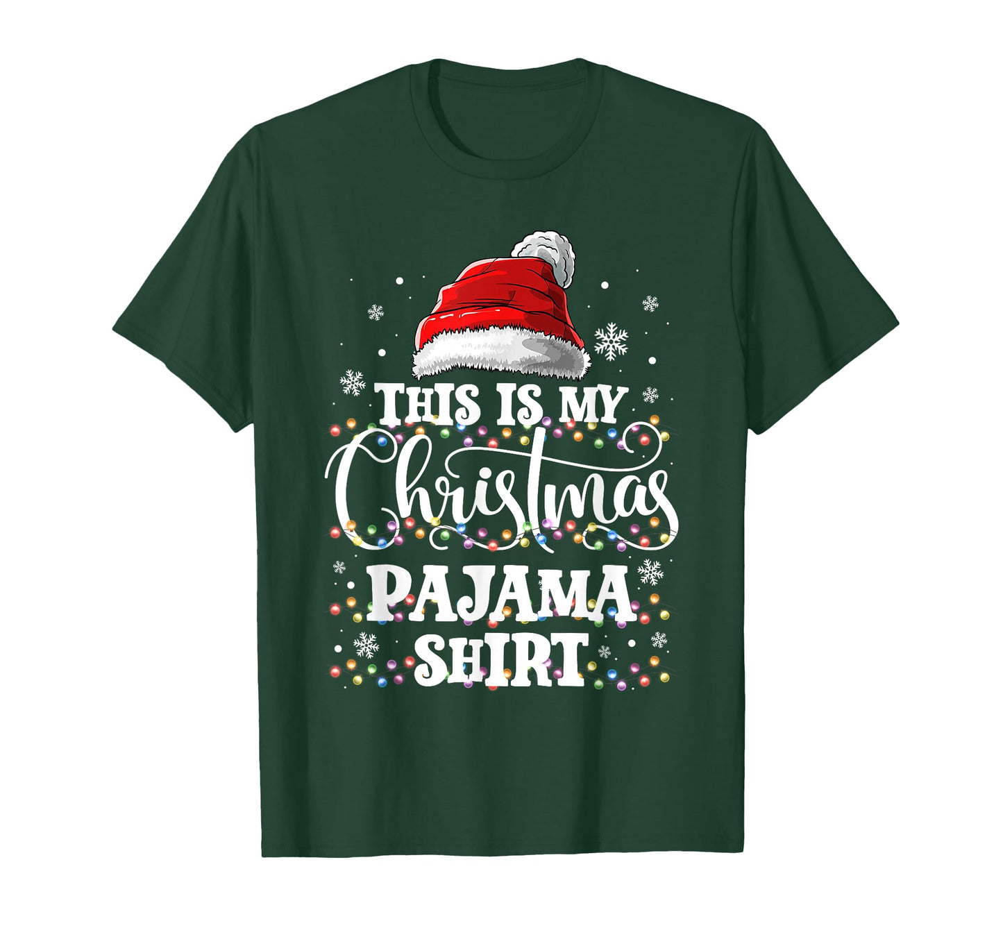This is My Christmas Pajama Shirt Funny Santa Hat Xmas PJs T-Shirt