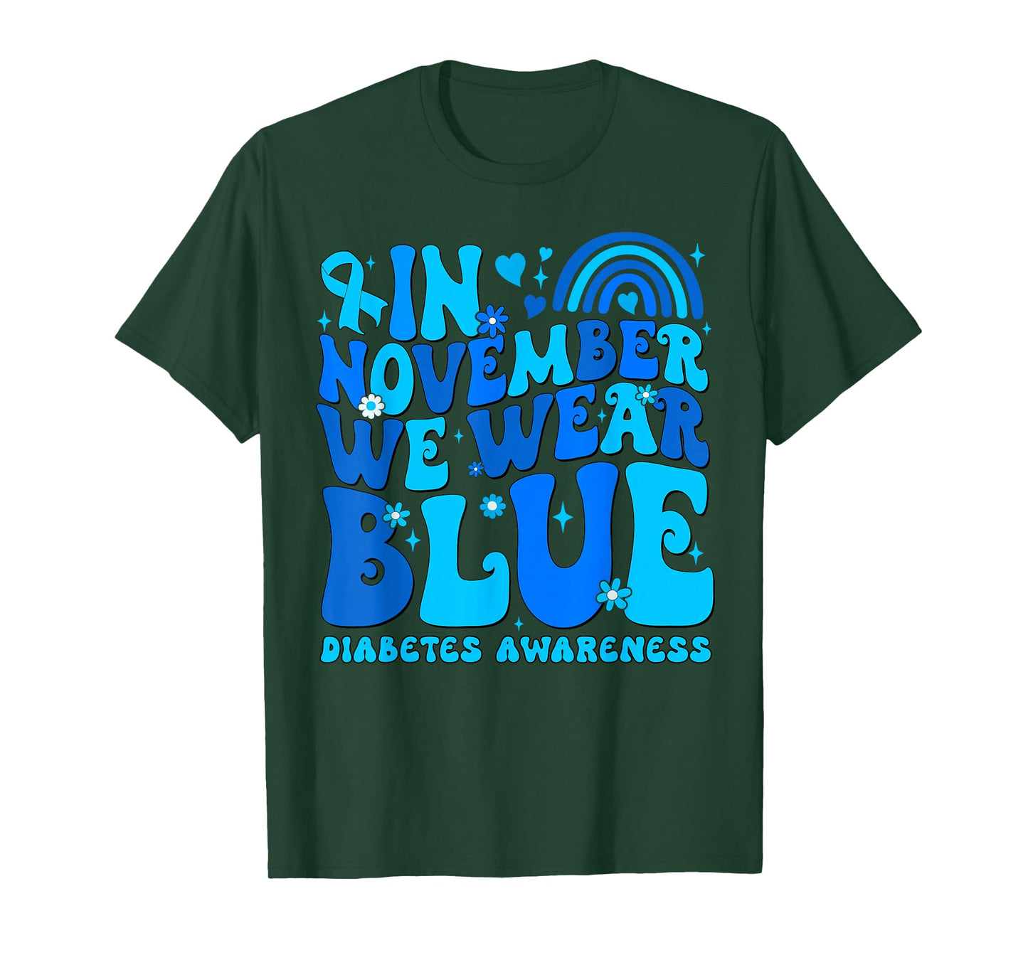In November We Wear Ribbon Blue Diabetes Awareness Men Women T-Shirt