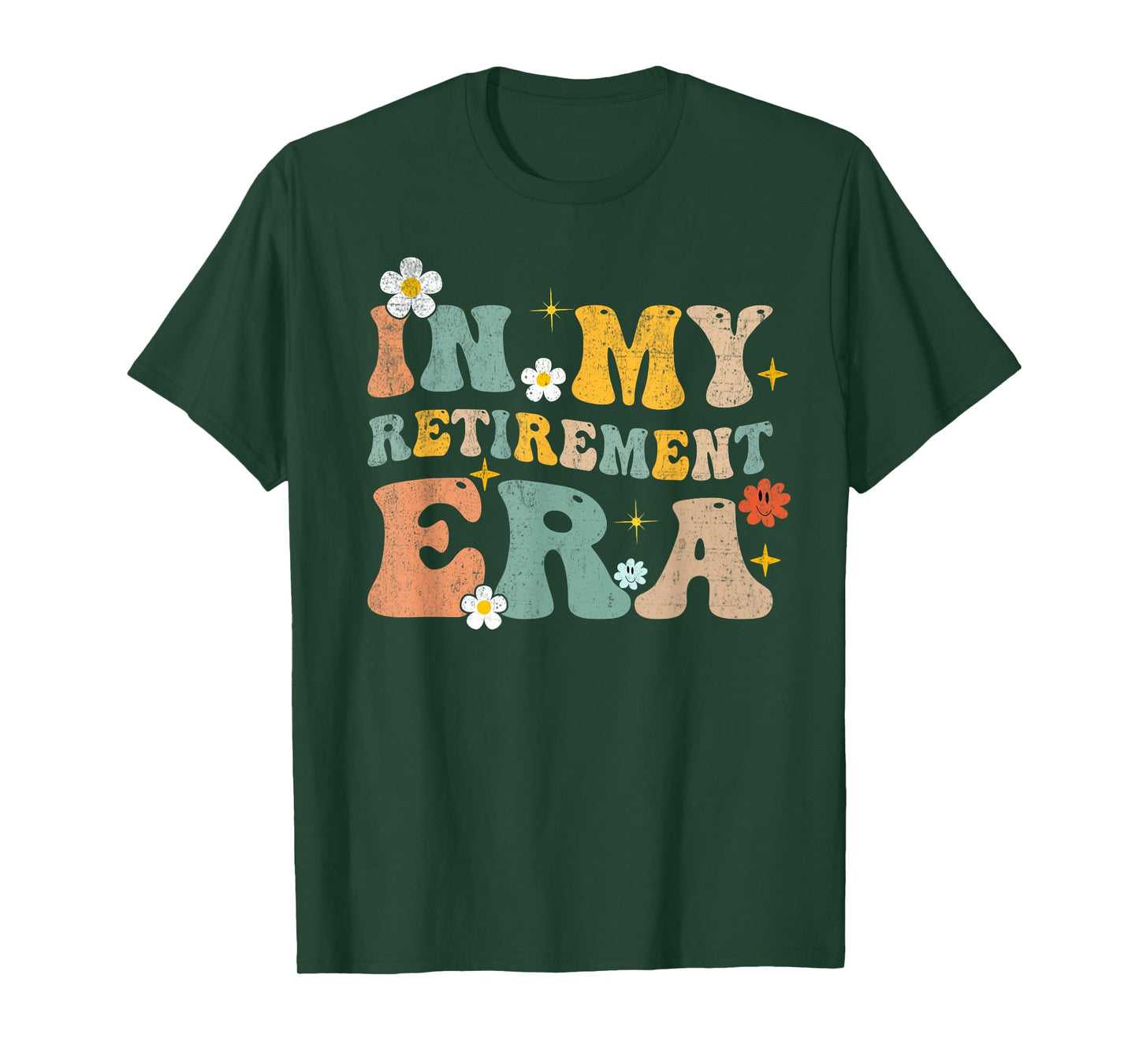 in My Retirement Era Funny Retired 2025 Groovy Retro T-Shirt