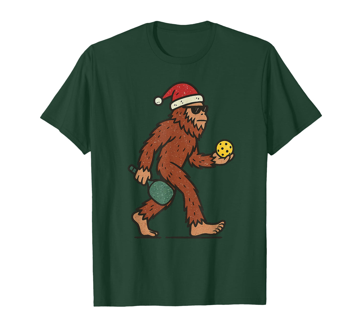 Sasquatch Playing Pickleball Christmas Vintage Funny Xmas T-Shirt