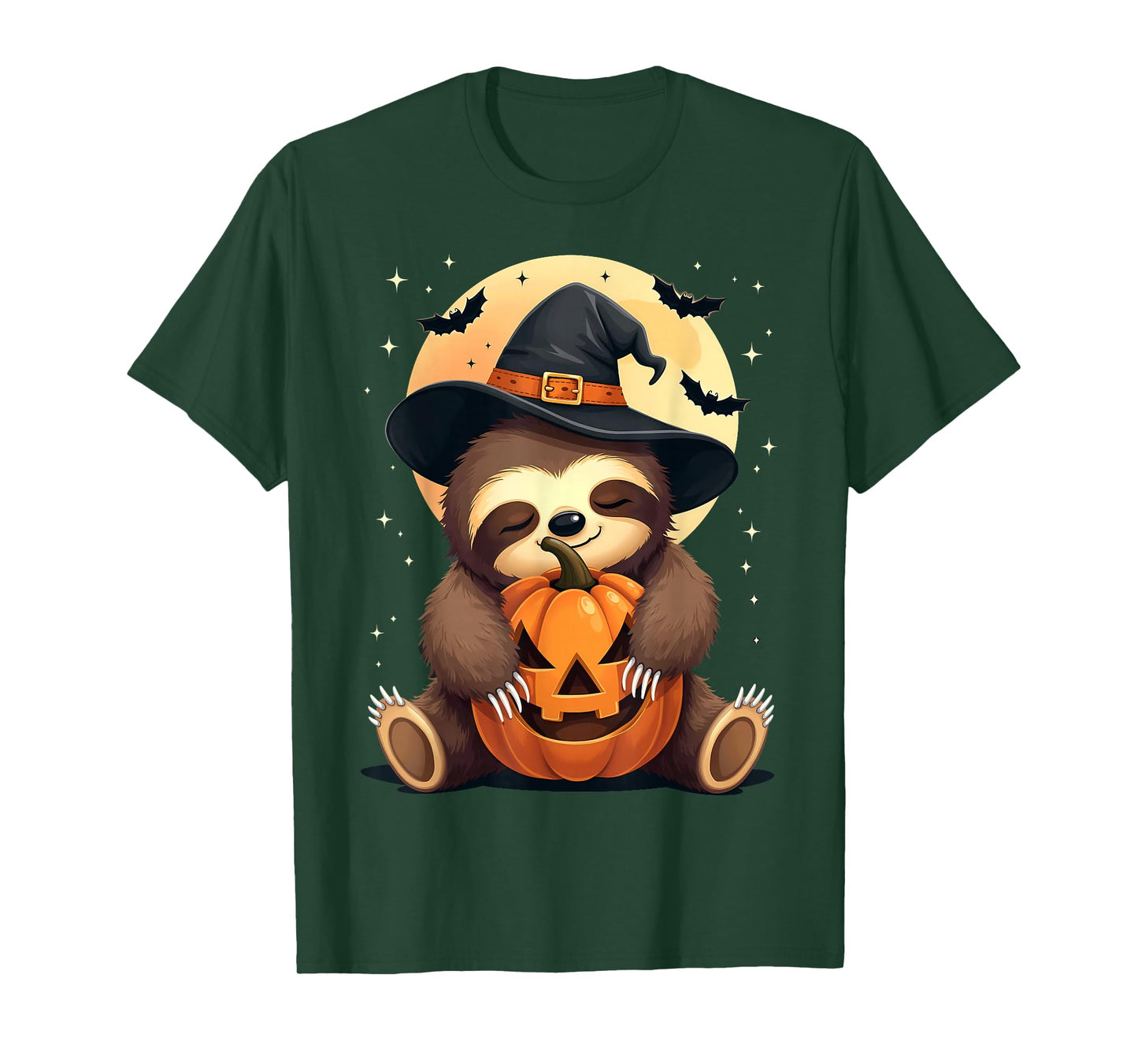 Halloween Sloth Witch Hat Pumpkin Spooky T-Shirt
