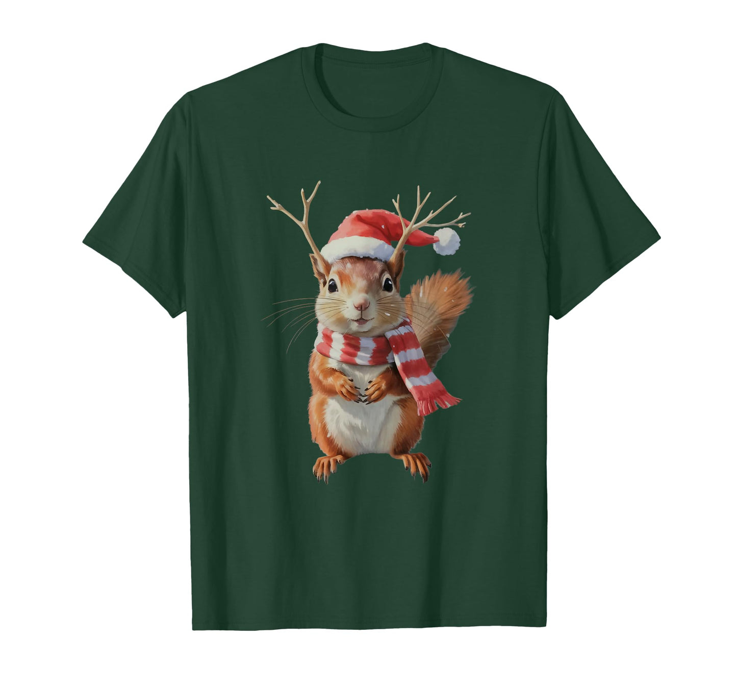 Cute Squirrel Christmas Squirrel Santa Hat Xmas Women Girls T-Shirt