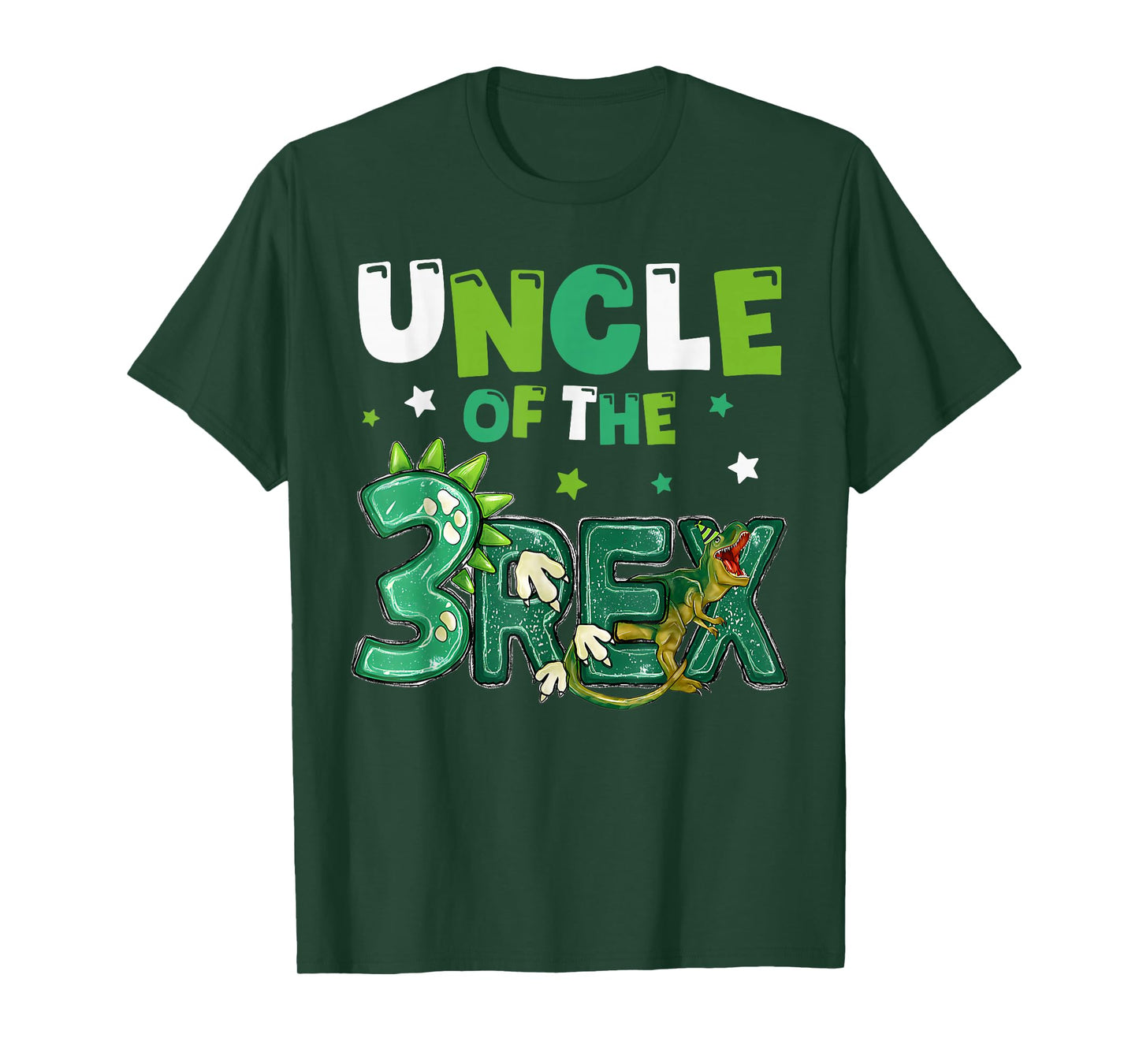 Uncle of the Three Rex Birthday Dinosaur Family Matching T-Shirt