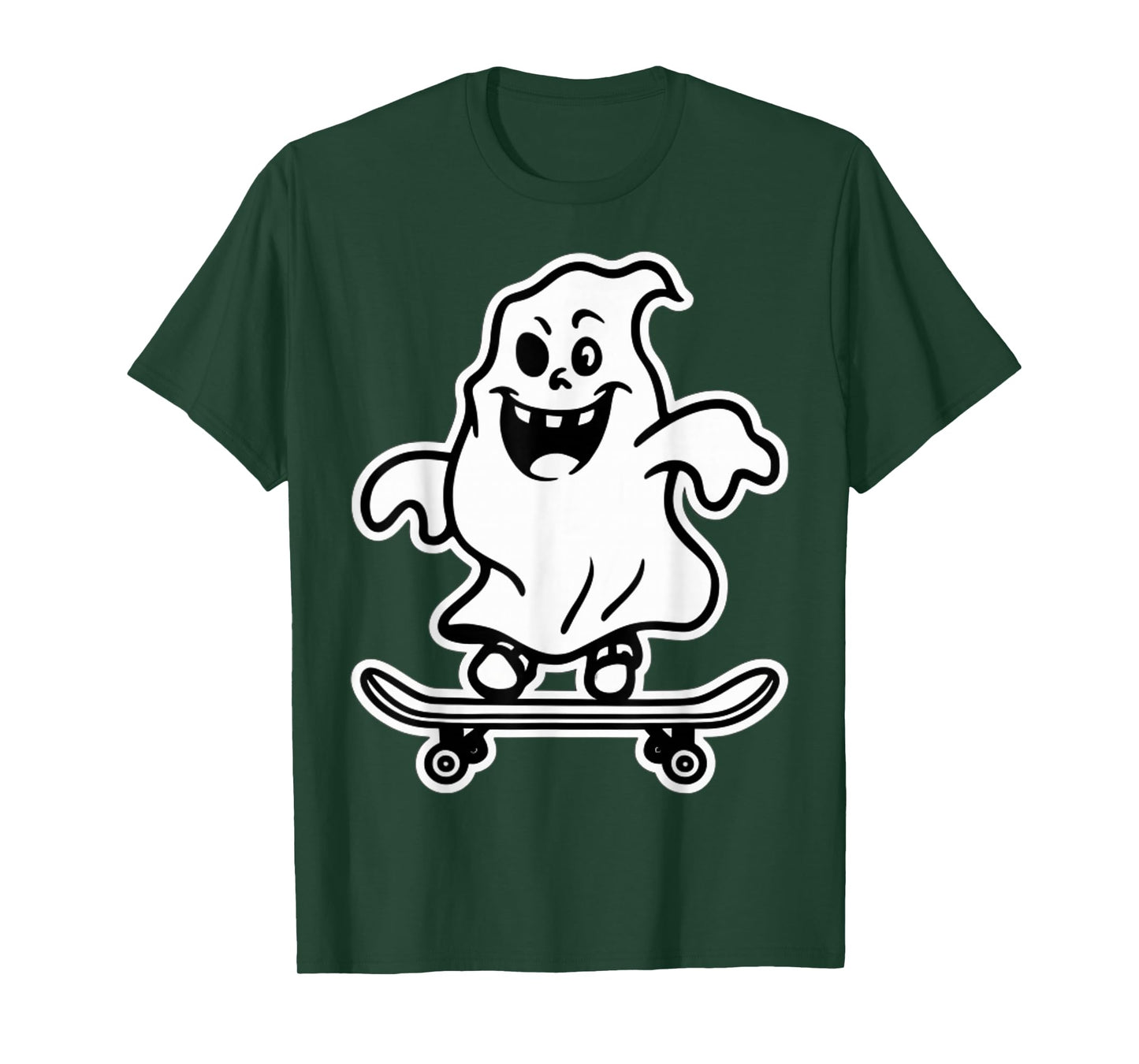 Funny Ghost On Skateboard Retro Halloween Costume Kids Boys T-Shirt