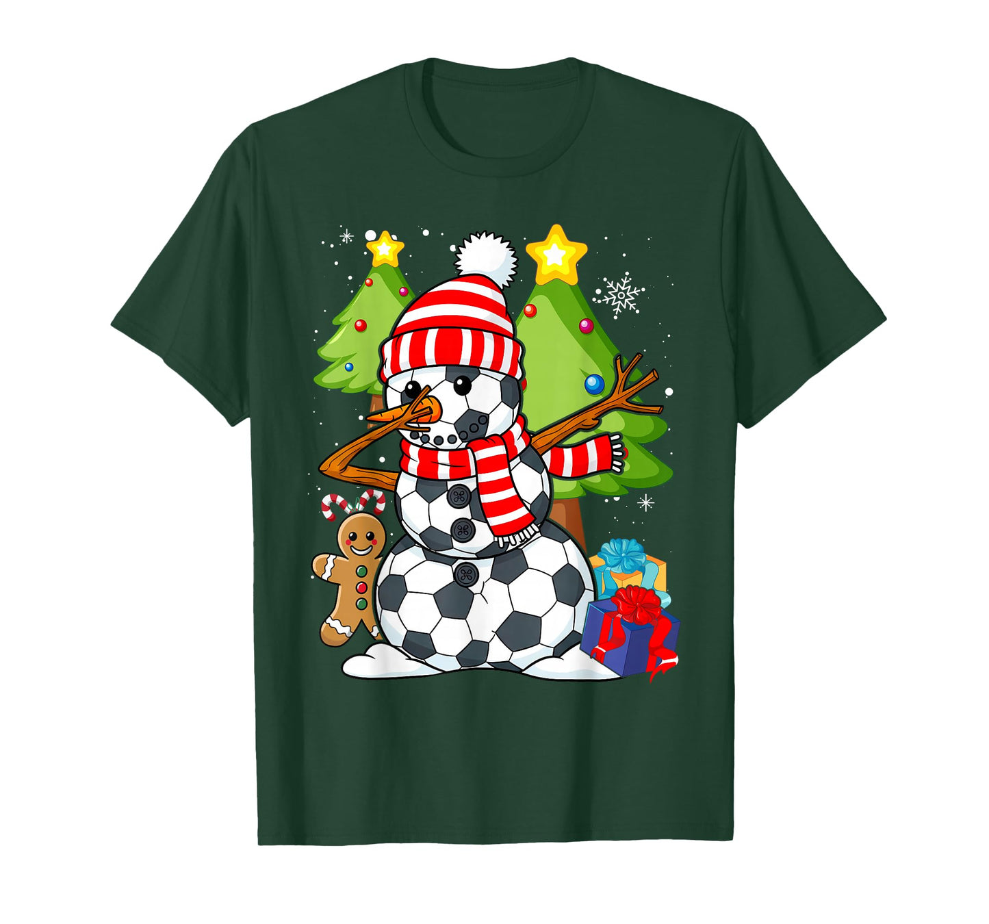 Soccer Christmas Snowman Dabbing Ball Santa Boys Girls Men T-Shirt