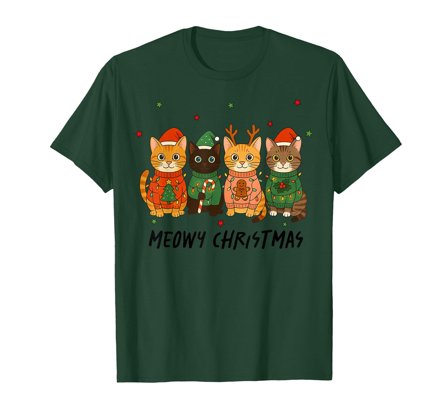 Meowy Catmas Cat Christmas Xmas Girls Boys Family Pajamas T-Shirt