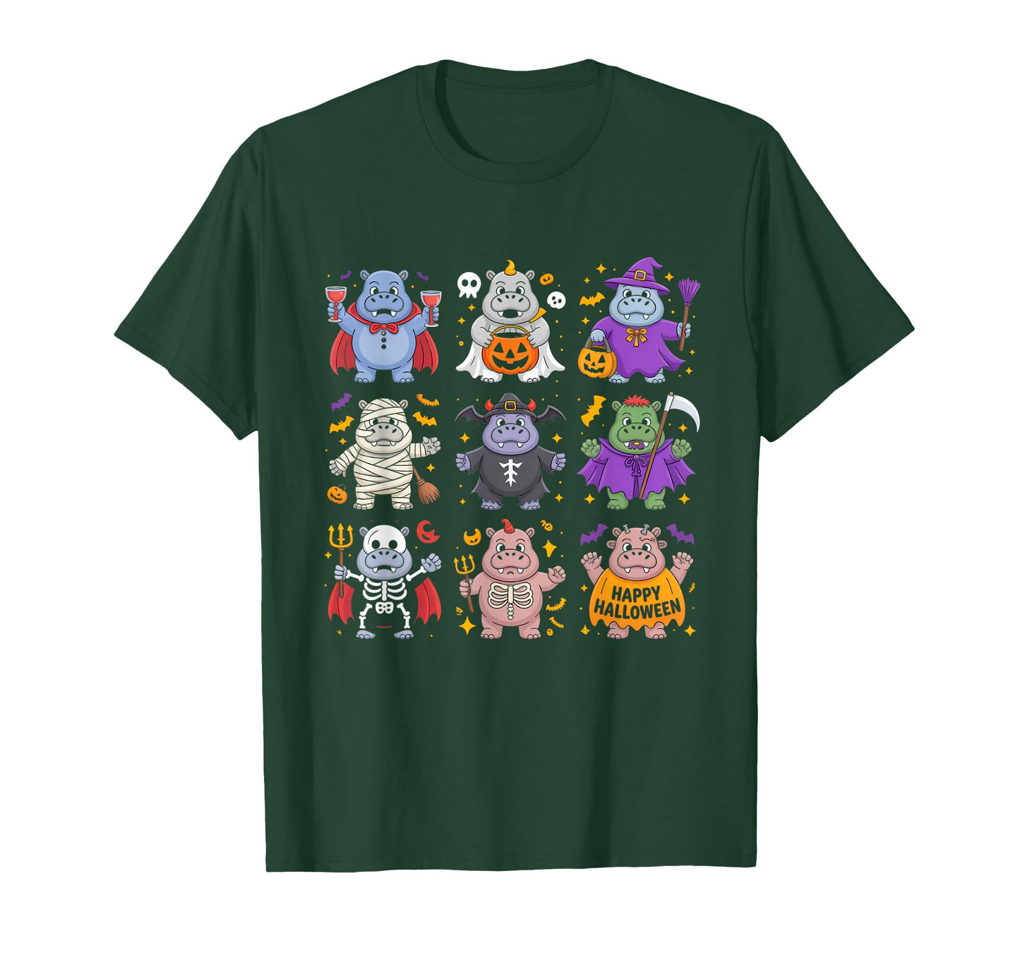 Hippo Ghost Witch Zombie Mummy Halloween Costume T-Shirt