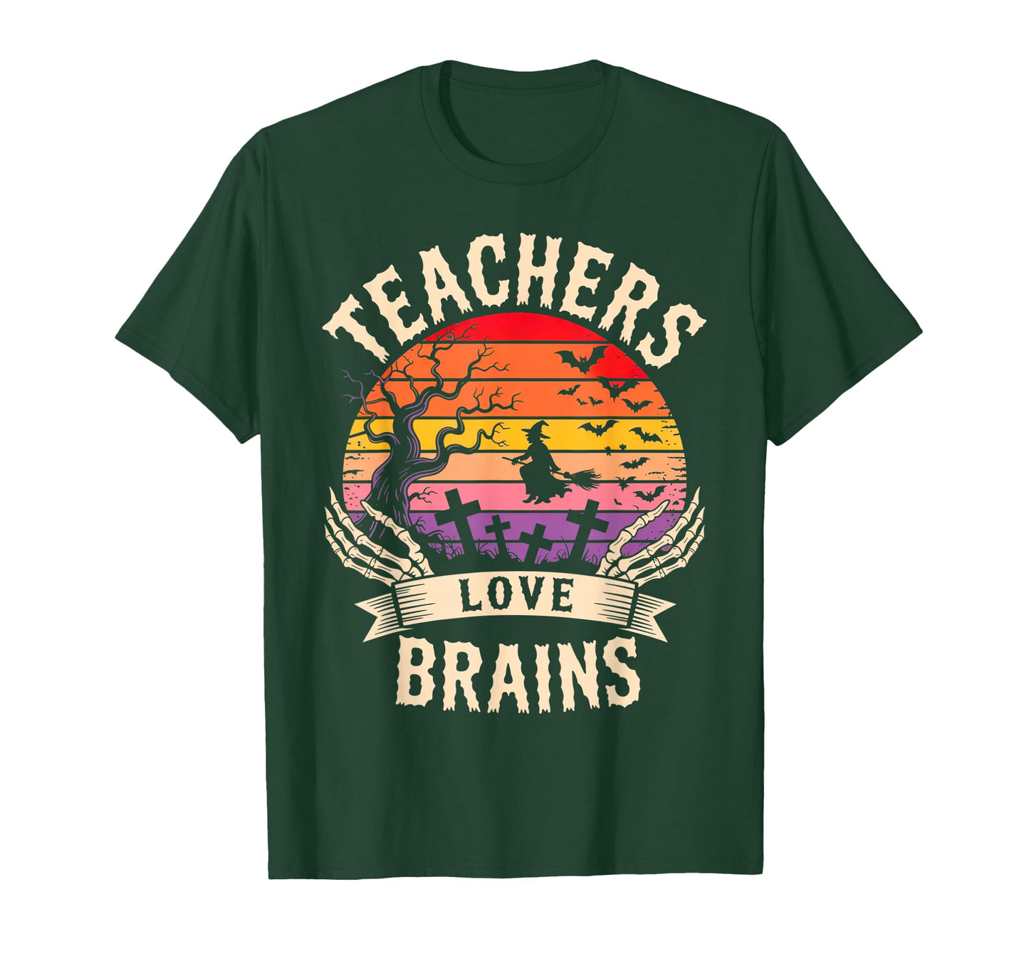 Teachers Love Brains Funny Halloween Outfit Spooky Classroom T-Shirt