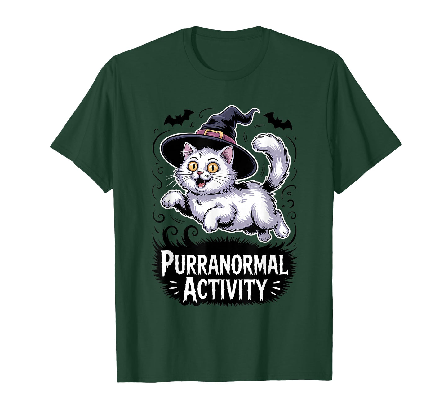 Purranormal Activity Flying Cat Witch Funny Halloween T-Shirt