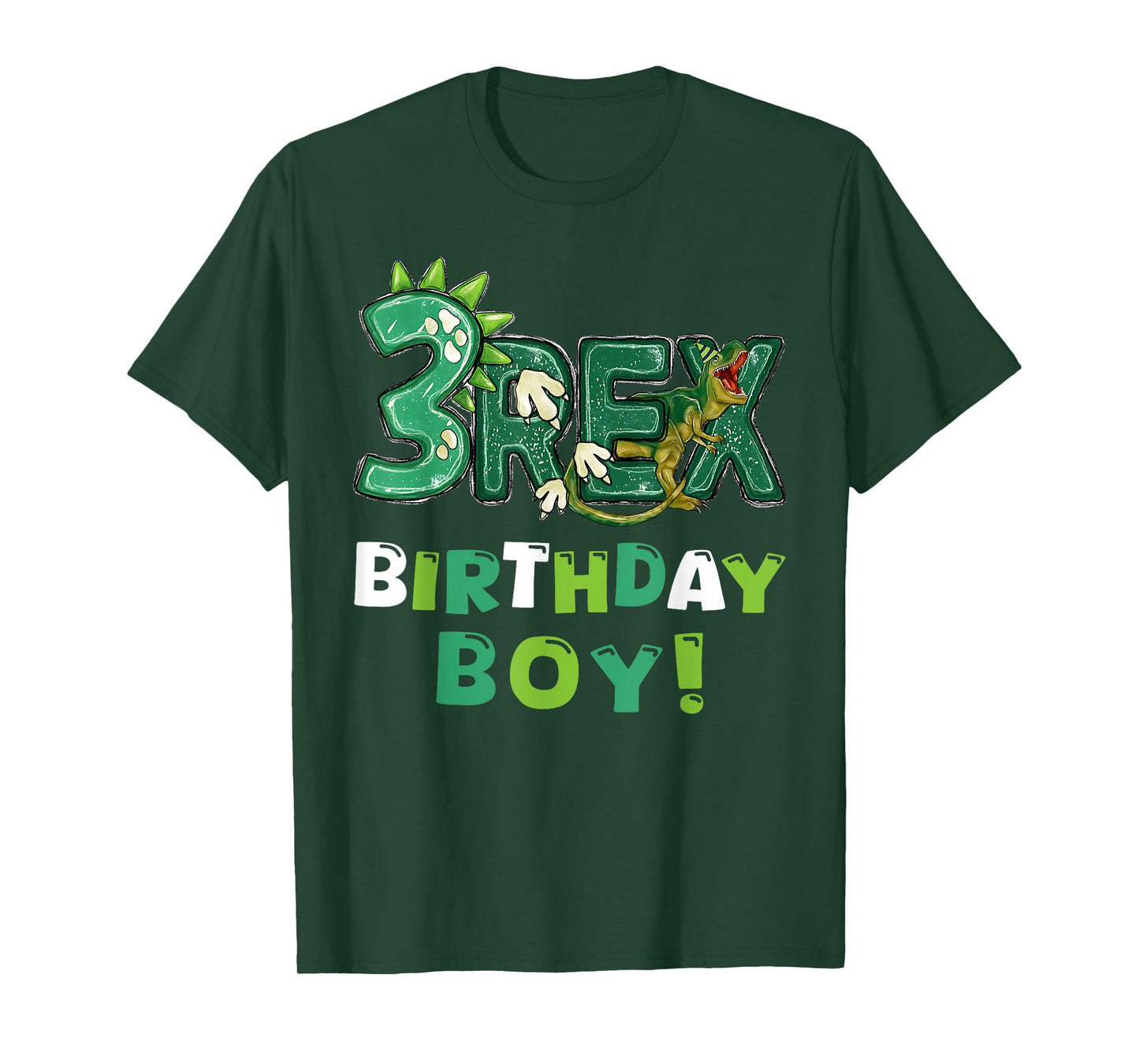 Three Rex 3rd Birthday Third Dinosaur 3 Year Old T-Shirt