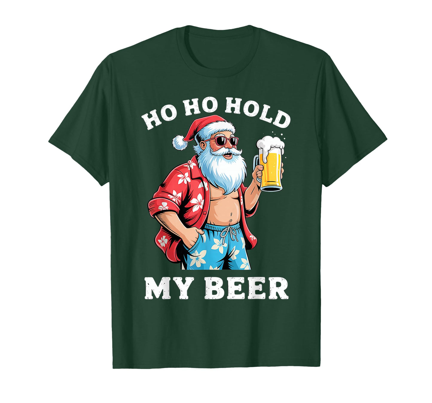 Funny Santa with Sunglasses and Beer Christmas in July T-Shirt