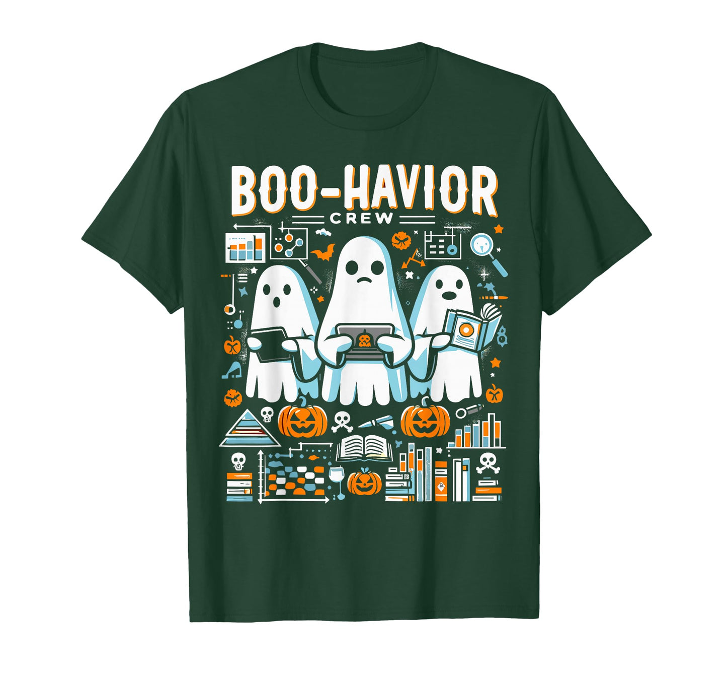 Behavior Analyst Halloween ABA Cute Ghost Boo-Havior Crew T-Shirt