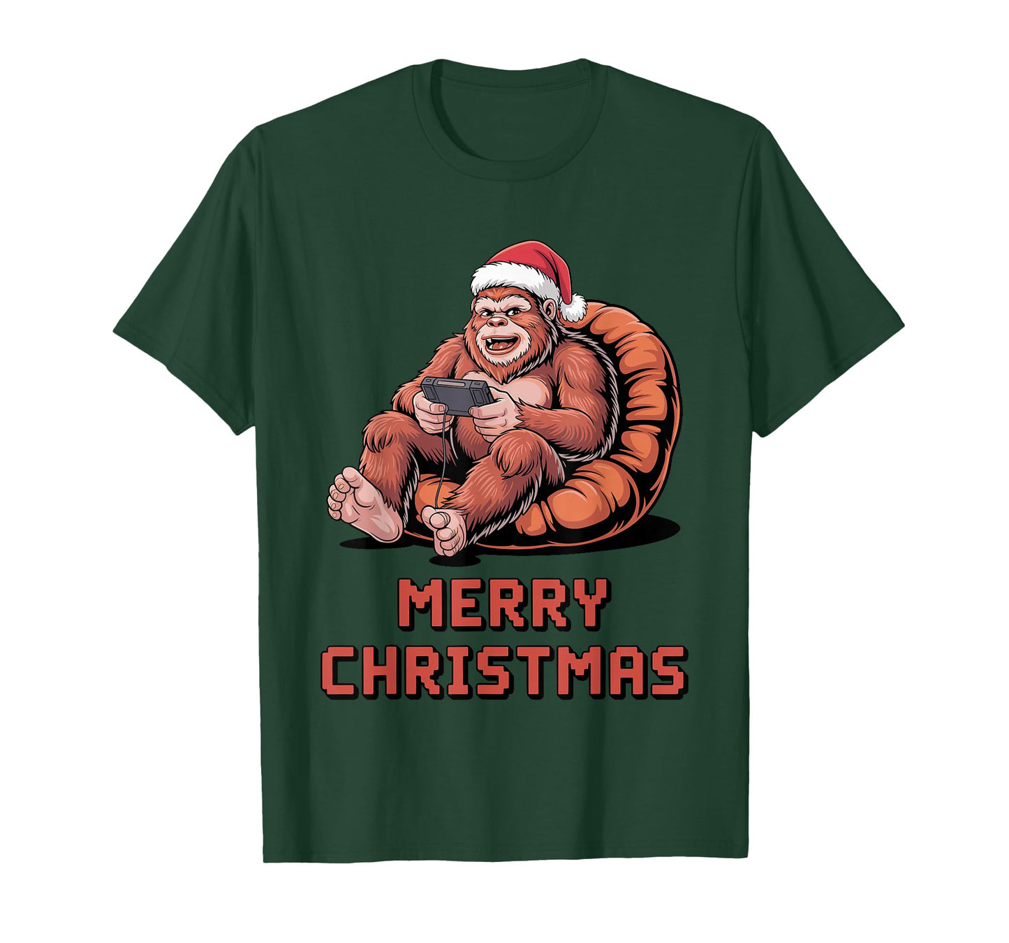 Bigfoot Gaming Christmas Funny Sasquatch Video Gamer Holiday T-Shirt